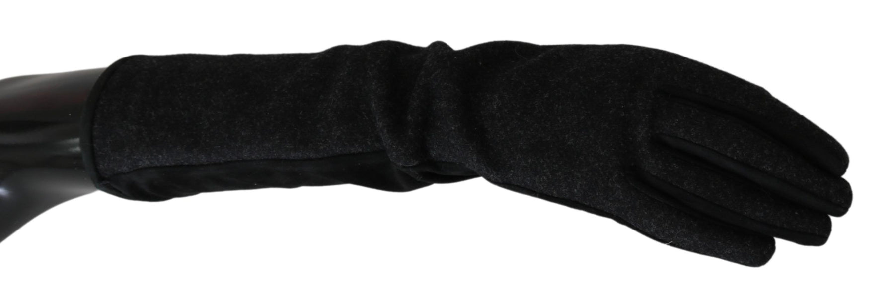Dolce & Gabbana Black Gray Mid Arm Length Mittens Wool  Gloves | Regal Royce
