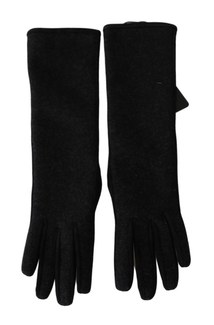 Dolce & Gabbana Black Gray Mid Arm Length Mittens Wool  Gloves | Regal Royce