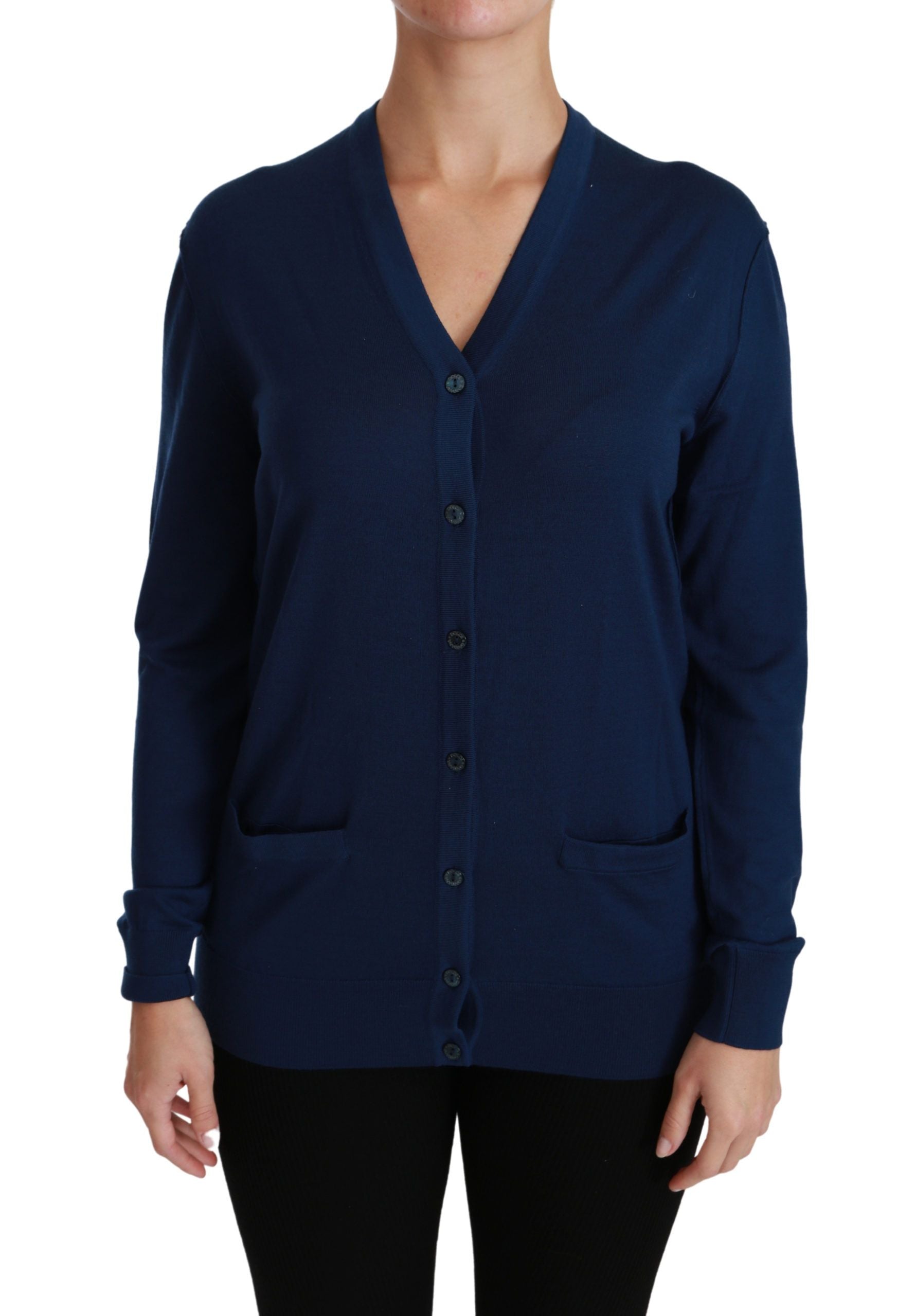 Dolce & Gabbana Blue Button Cardigan Virgin Wool Sweater | Regal Royce