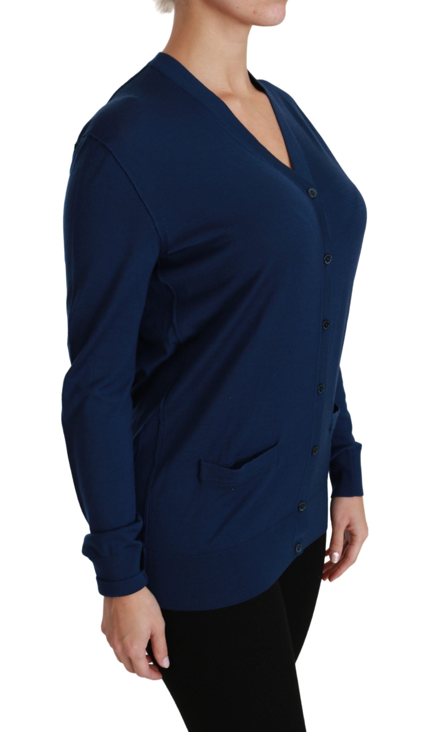 Dolce & Gabbana Blue Button Cardigan Virgin Wool Sweater | Regal Royce