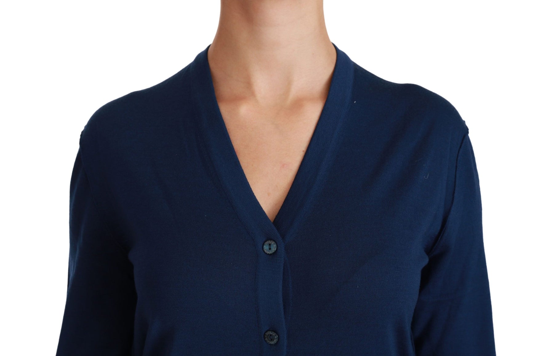 Dolce & Gabbana Blue Button Cardigan Virgin Wool Sweater | Regal Royce