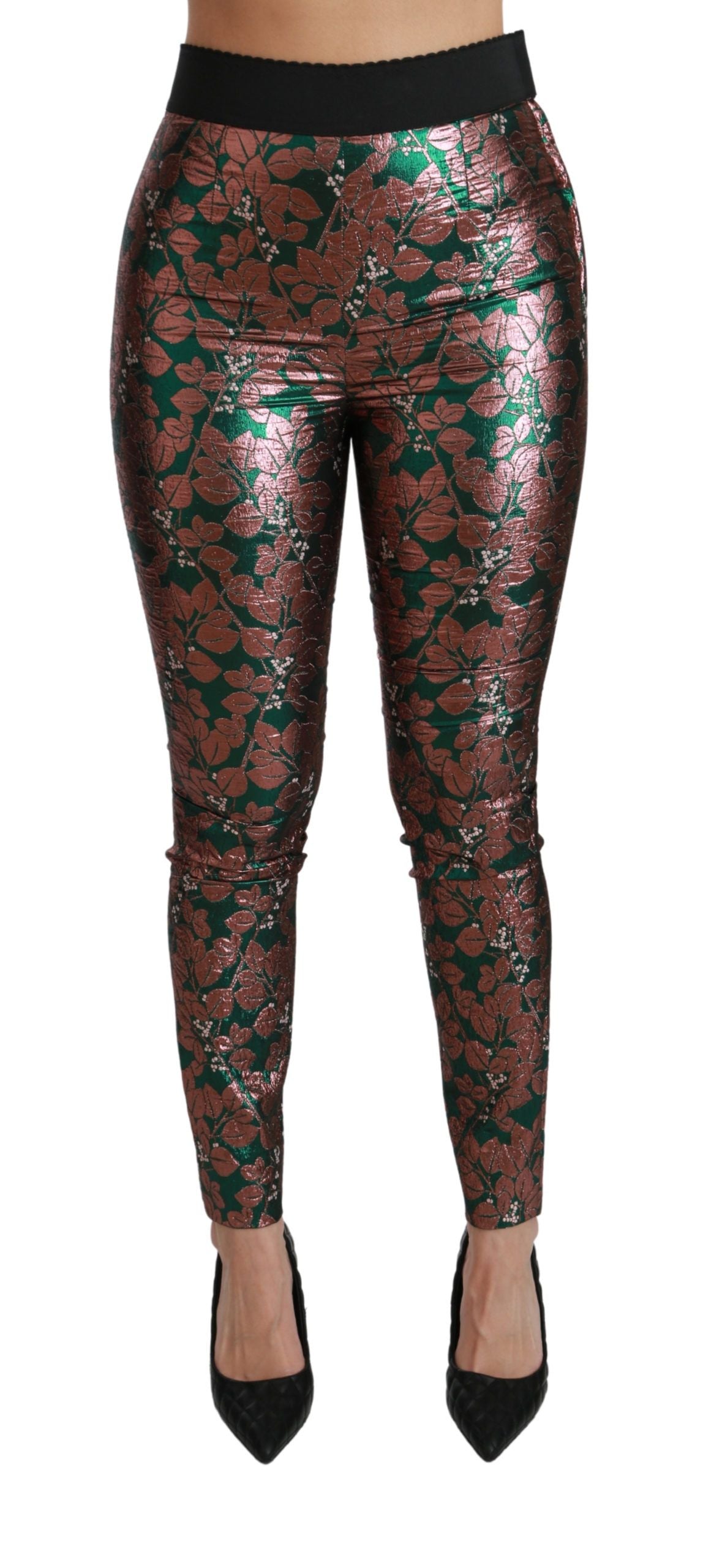 Dolce & Gabbana Green Bronze Leaf Tights Skinny Pants | Regal Royce