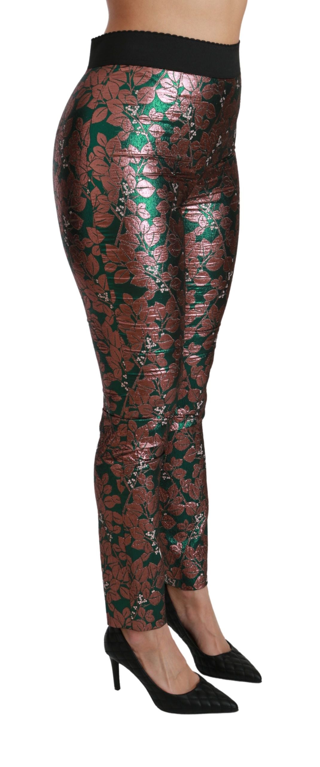 Dolce & Gabbana Green Bronze Leaf Tights Skinny Pants | Regal Royce