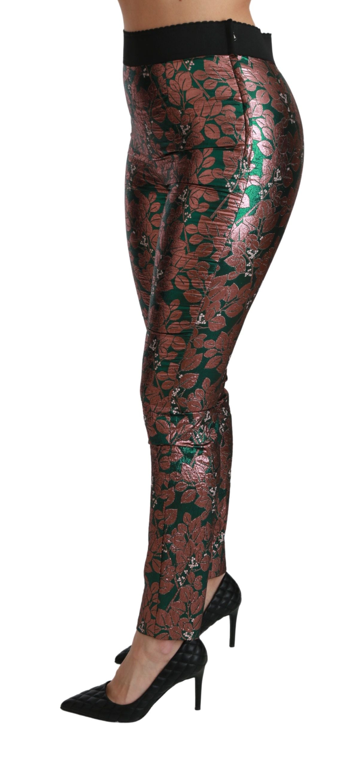 Dolce & Gabbana Green Bronze Leaf Tights Skinny Pants | Regal Royce