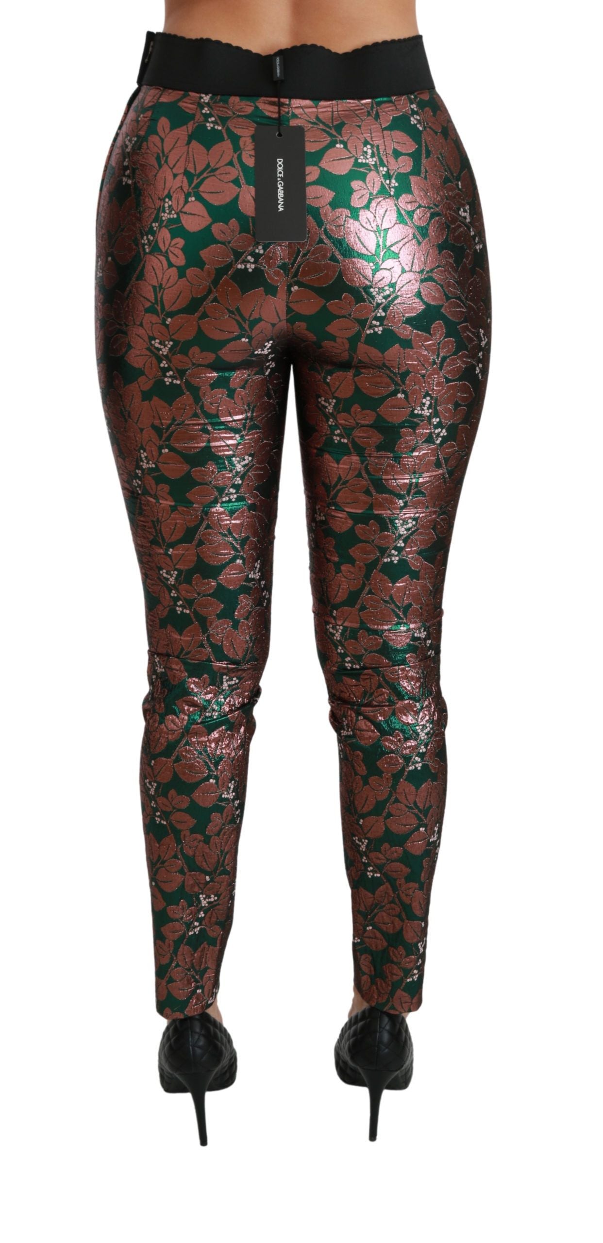Dolce & Gabbana Green Bronze Leaf Tights Skinny Pants | Regal Royce
