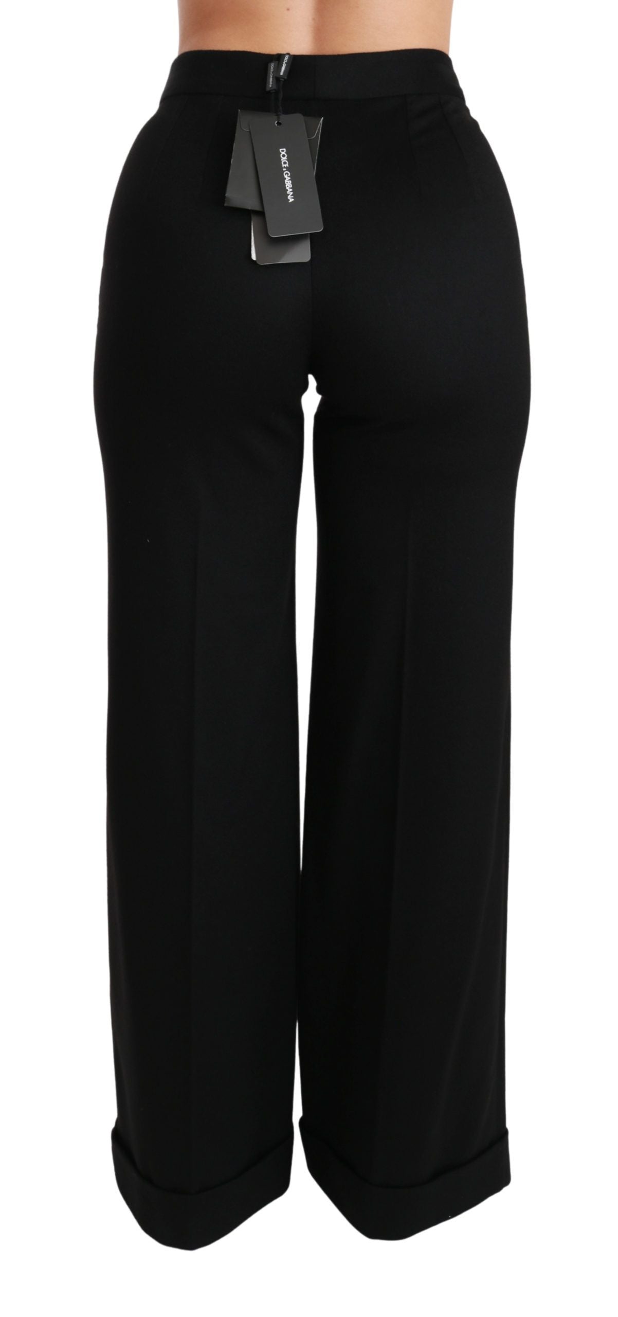 Dolce & Gabbana Black Wide Leg Flared Trouser Cashmere Pants | Regal Royce