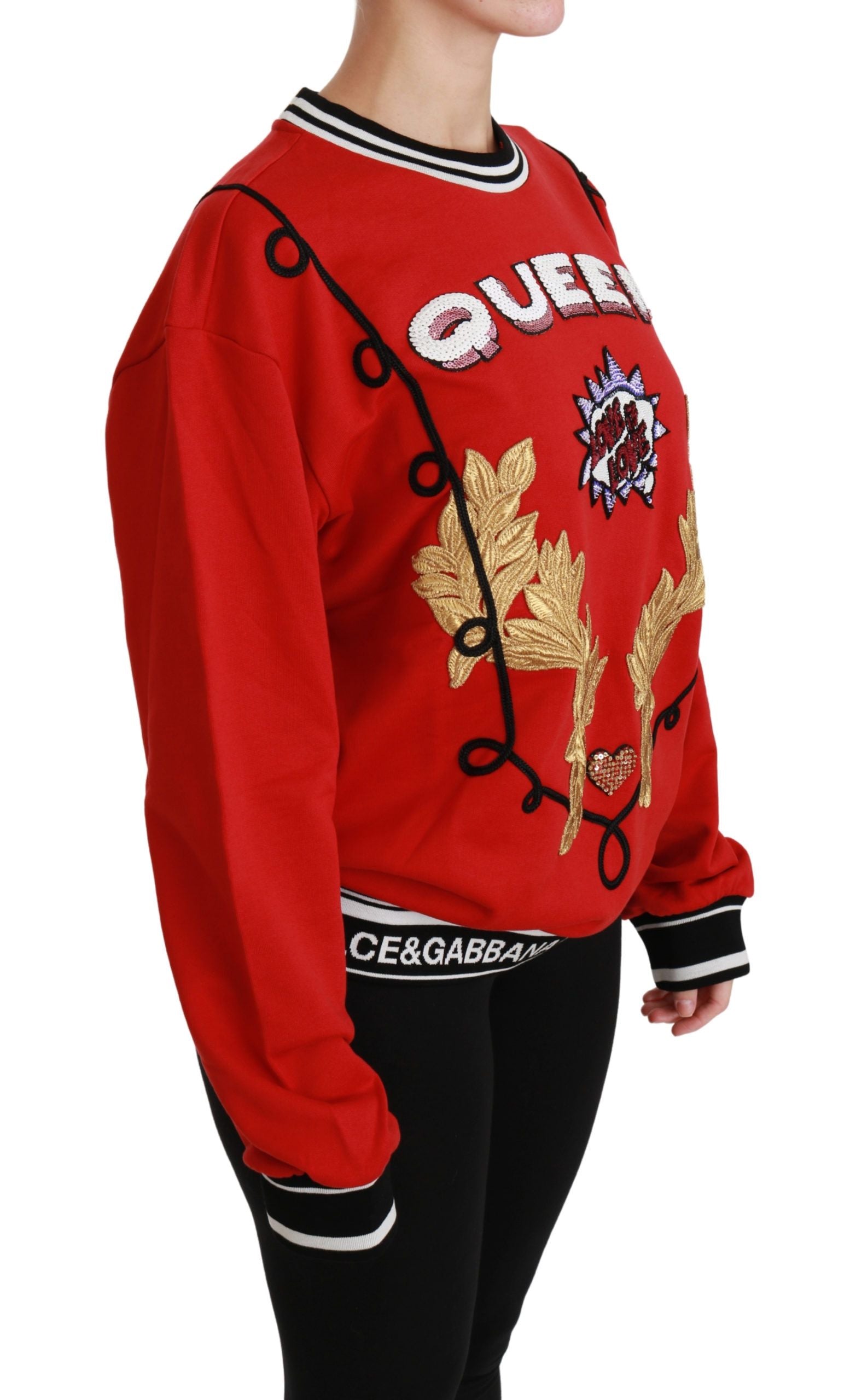 Dolce & Gabbana Red Queen Sequined Love Pullover Sweater | Regal Royce