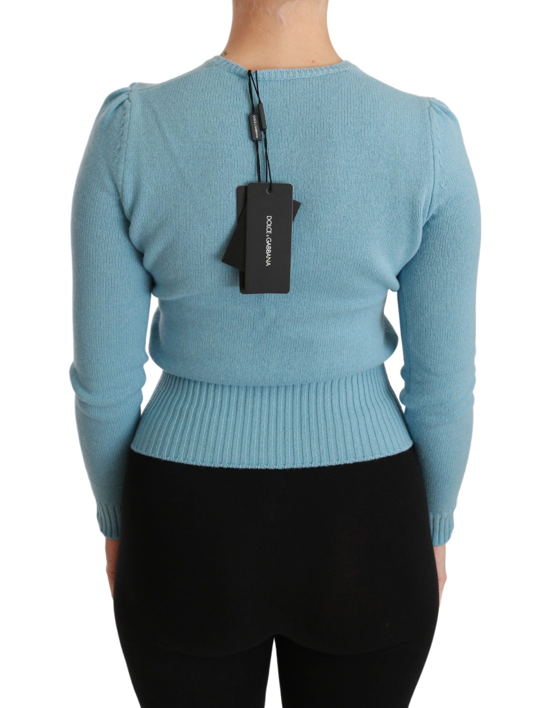 Dolce & Gabbana Blue Wool Queen Heart Pullover Sweater | Regal Royce