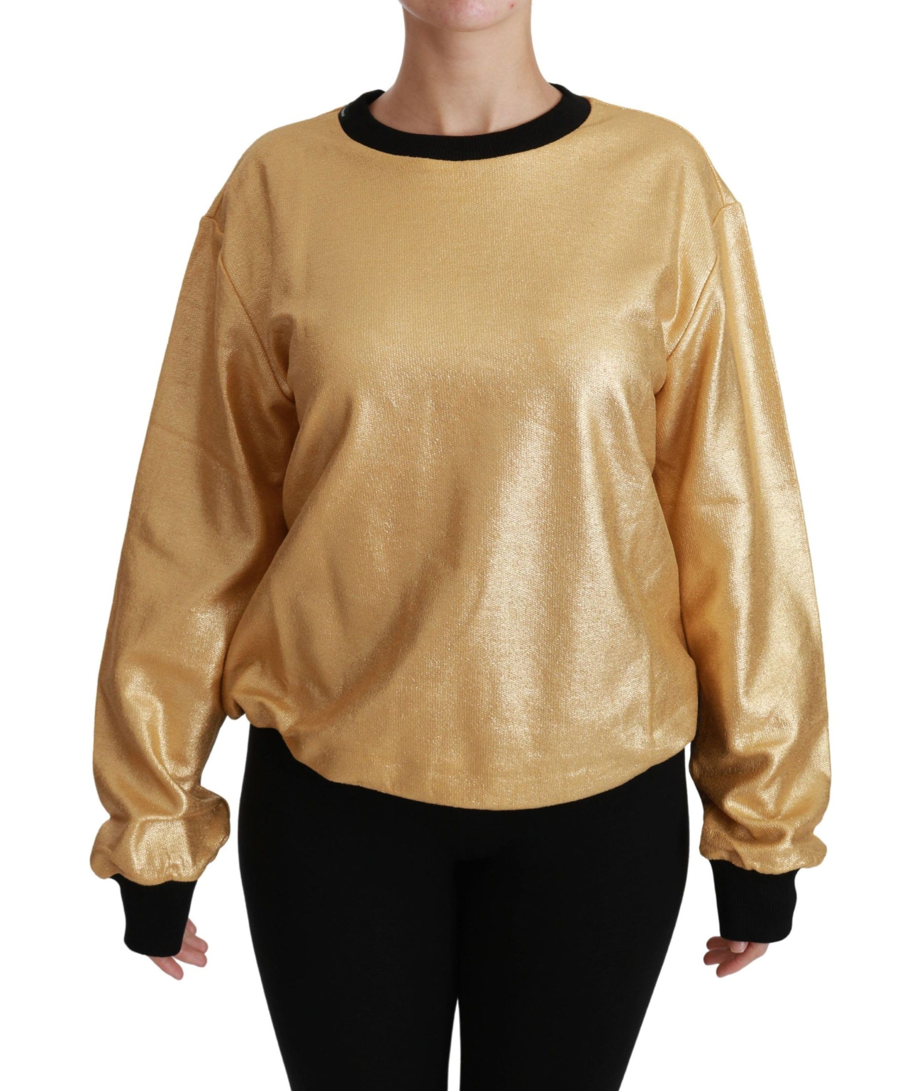 Dolce & Gabbana Gold Cotton Crewneck Pullover Sweater | Regal Royce