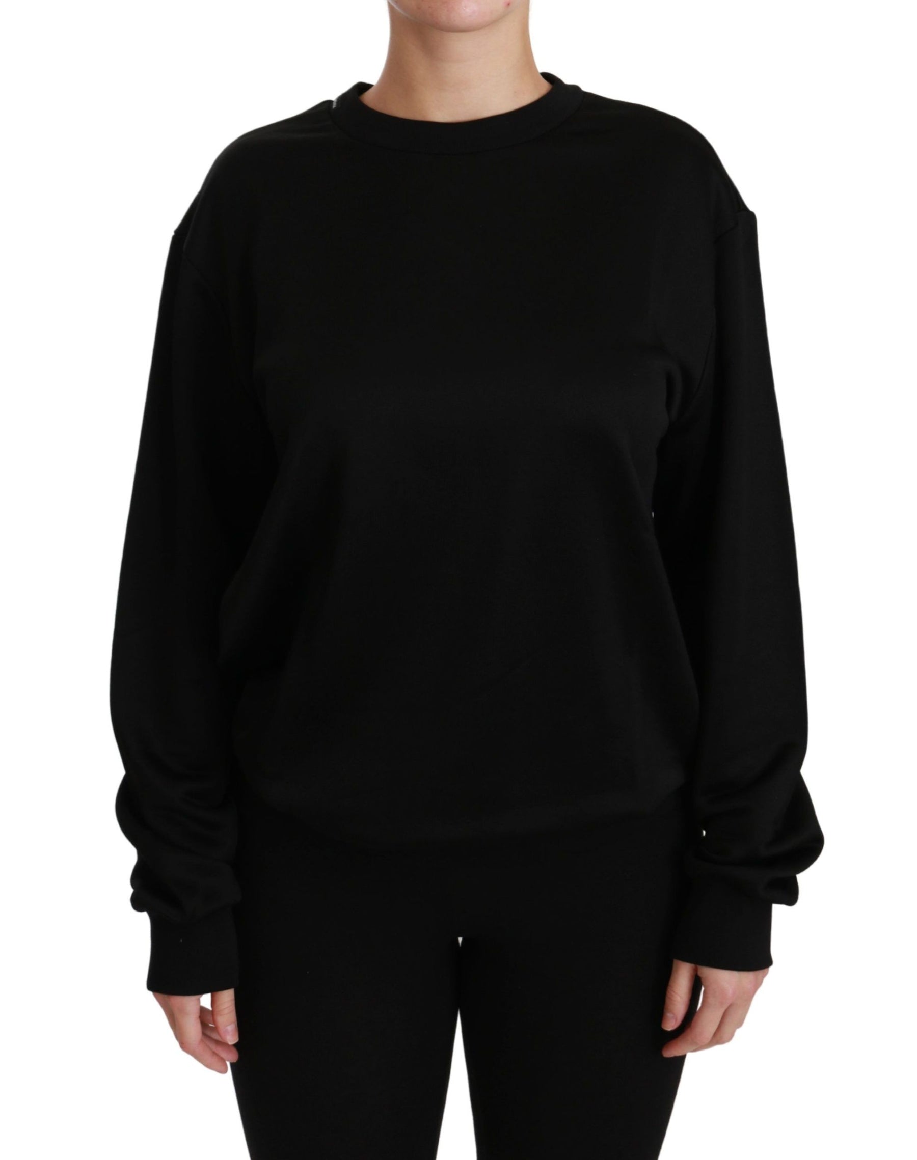Dolce & Gabbana Black Cotton Crewneck Pullover Sweater | Regal Royce