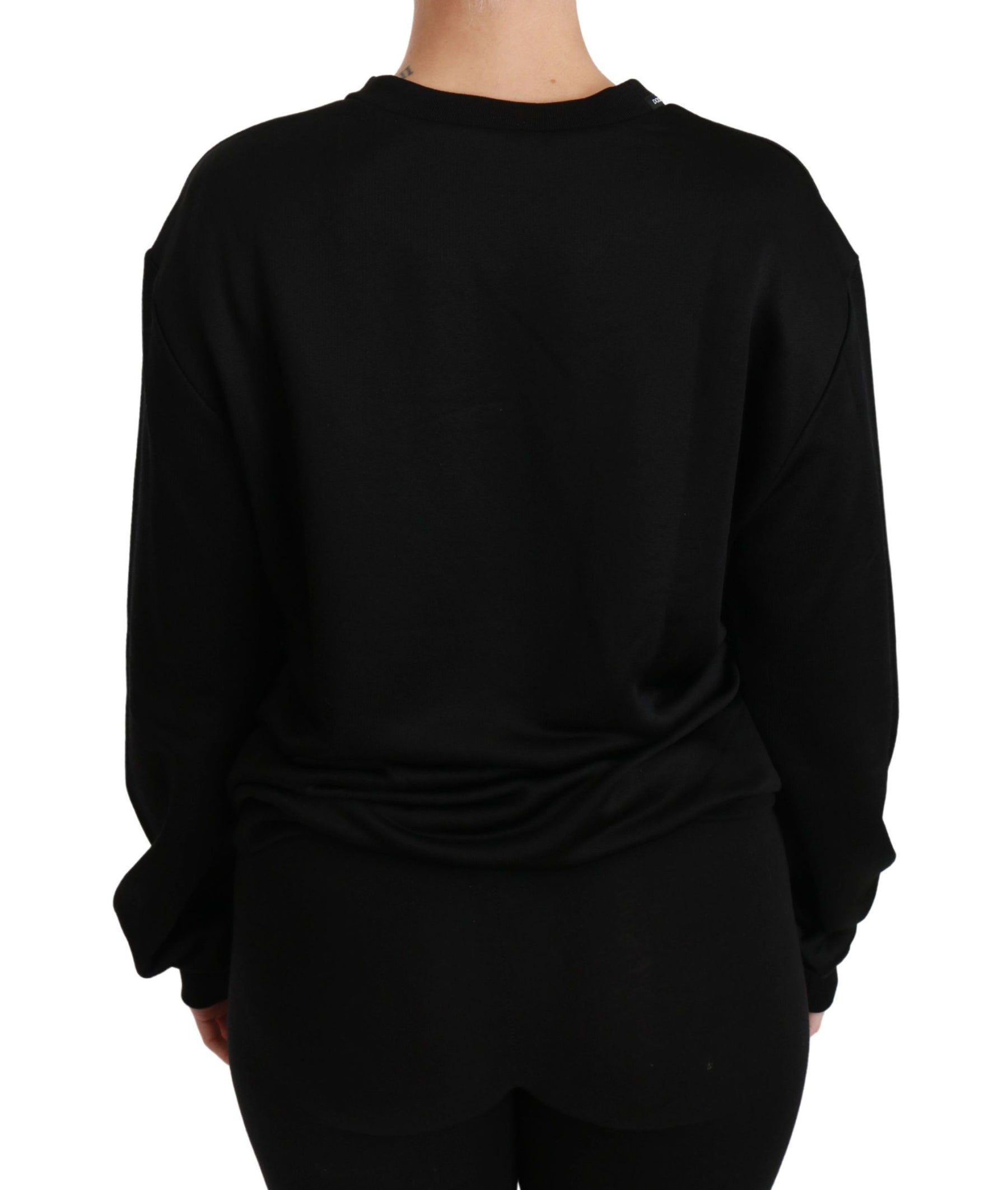 Dolce & Gabbana Black Cotton Crewneck Pullover Sweater | Regal Royce