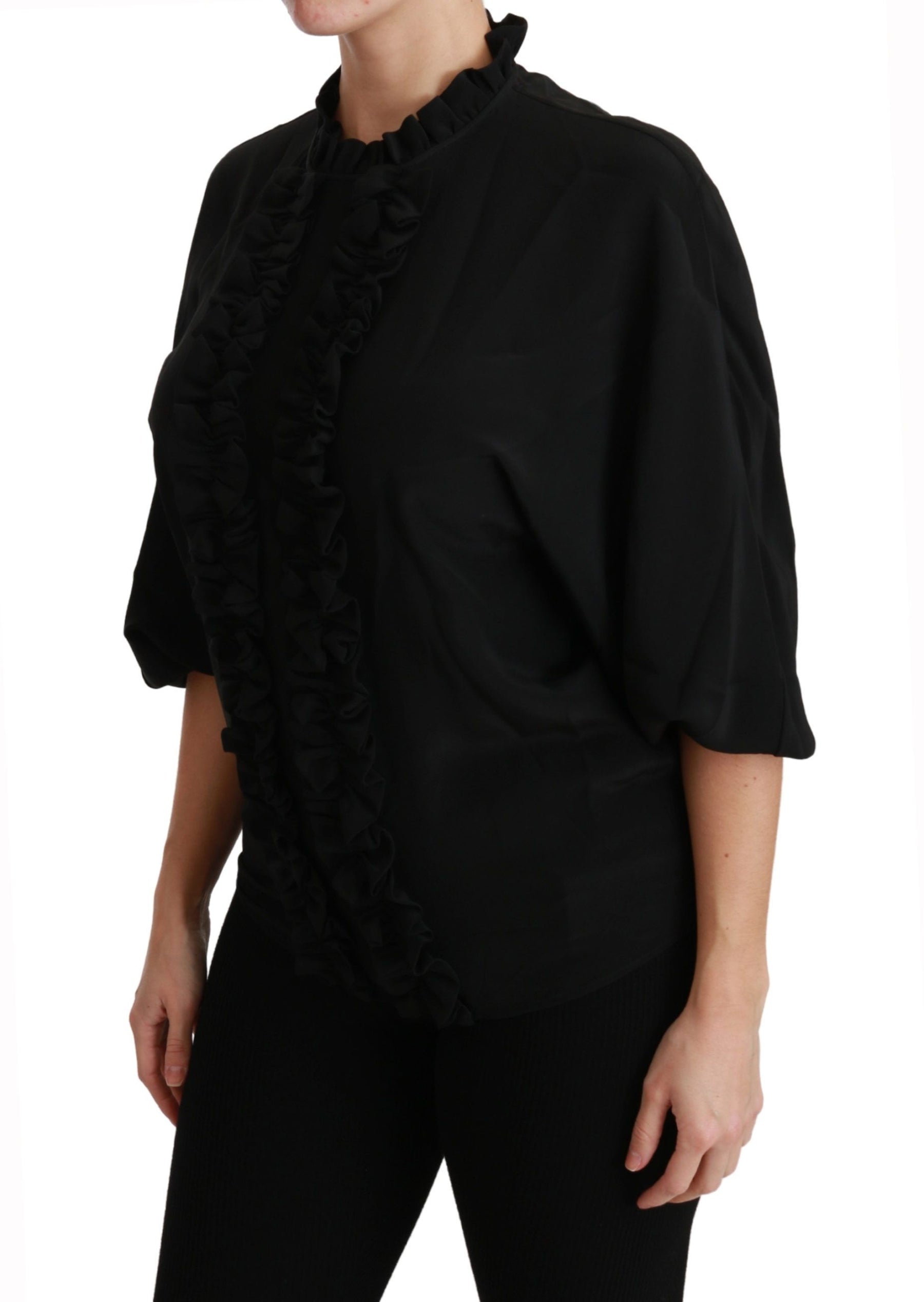 Dolce & Gabbana Black Silk Shirt Ruffled Top Blouse | Regal Royce