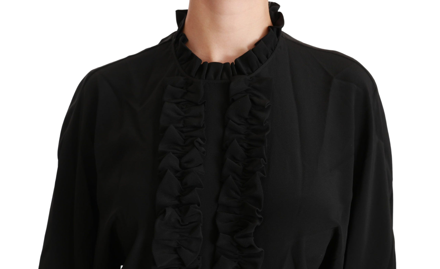 Dolce & Gabbana Black Silk Shirt Ruffled Top Blouse | Regal Royce