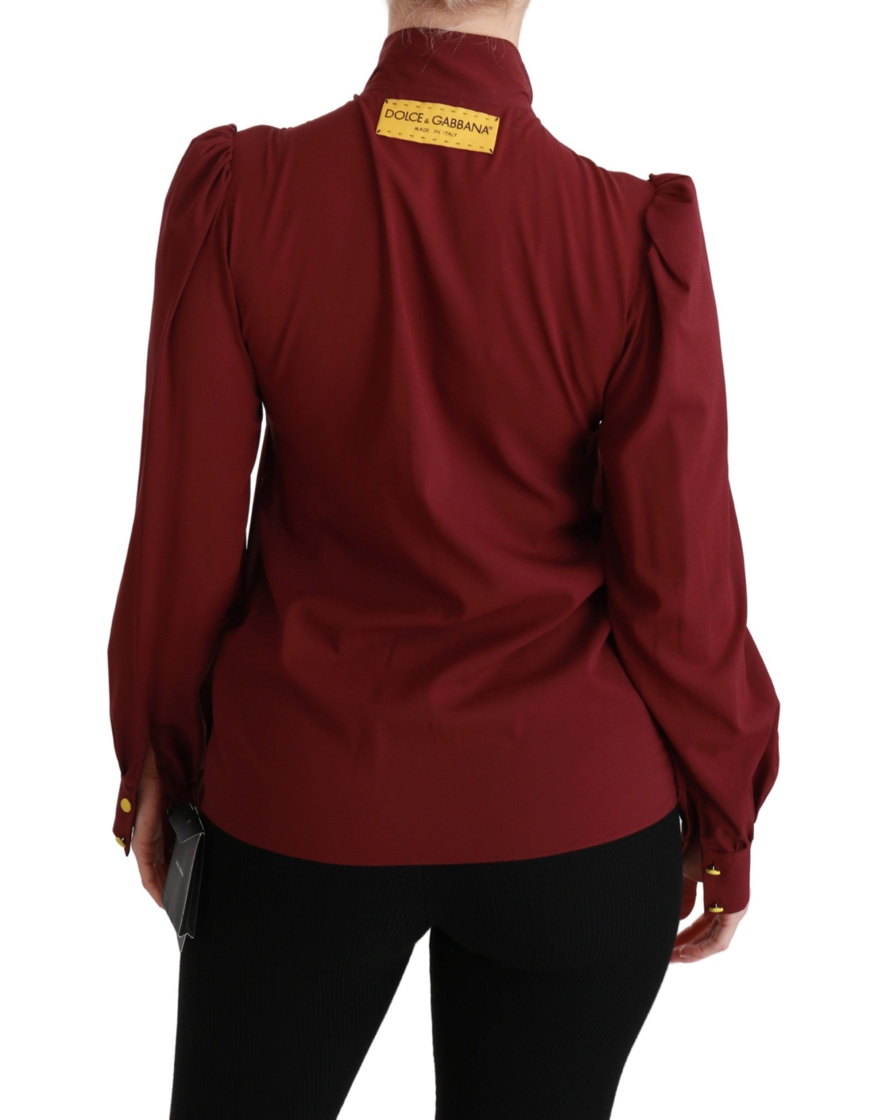 Dolce & Gabbana Maroon Long Sleeve Shirt Blouse Silk Top | Regal Royce