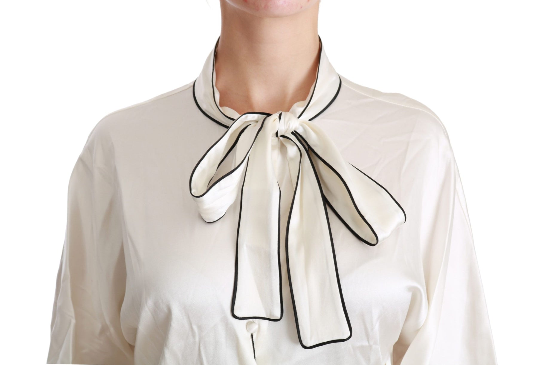 Dolce & Gabbana Beige 3/4 Sleeve Shirt Blouse Silk Top | Regal Royce
