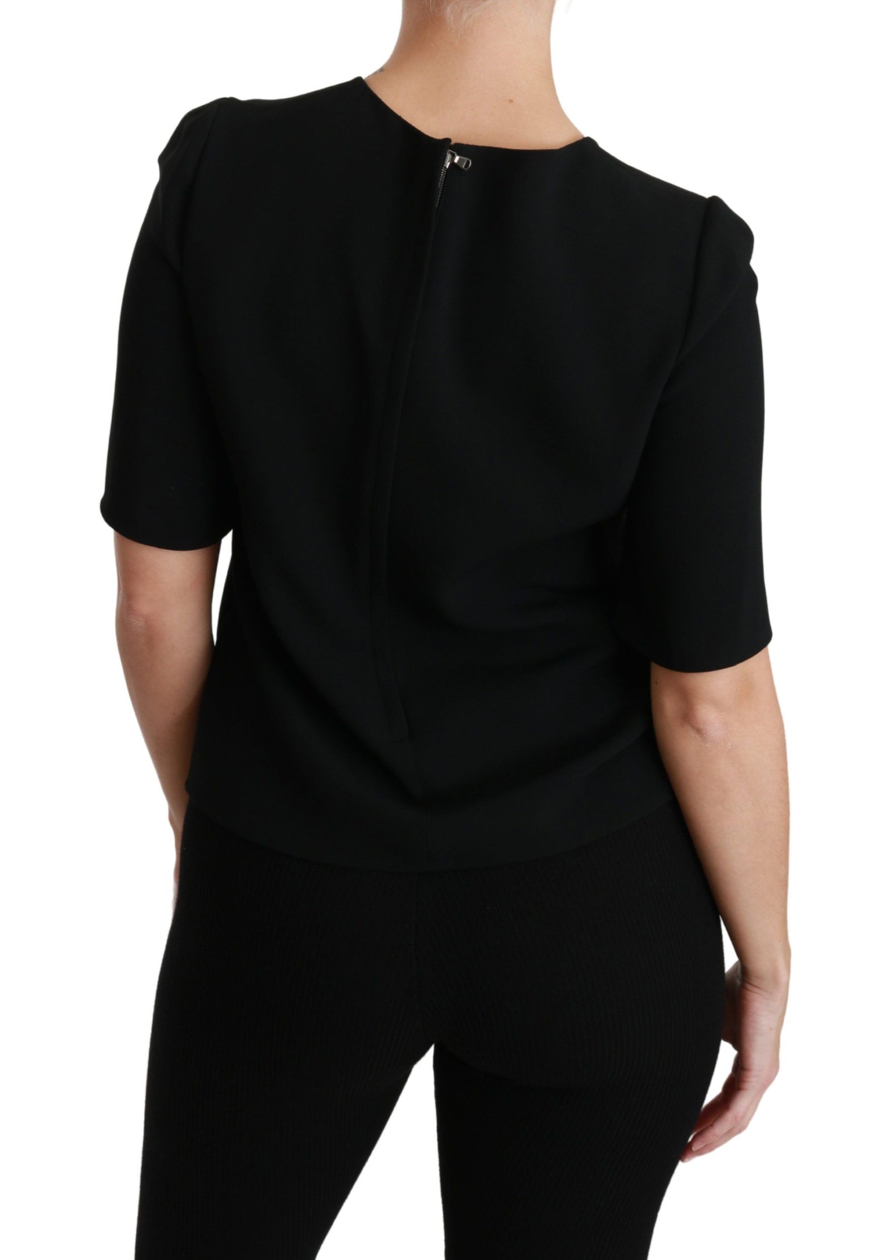 Dolce & Gabbana Black Short Sleeve Casual Top Stretch Blouse | Regal Royce