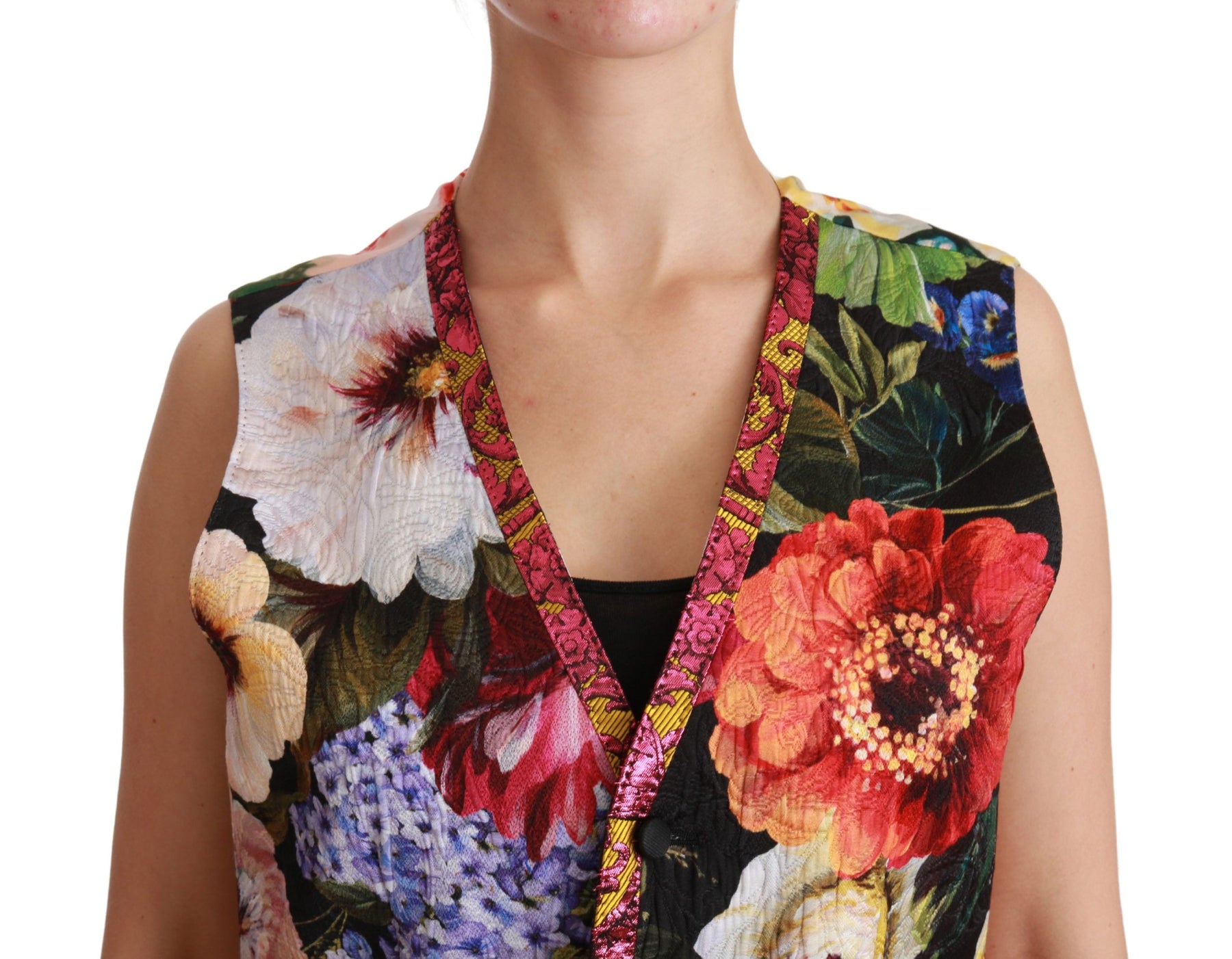 Dolce & Gabbana Multicolor Floral Sleeveless Waistcoat Top Vest | Regal Royce
