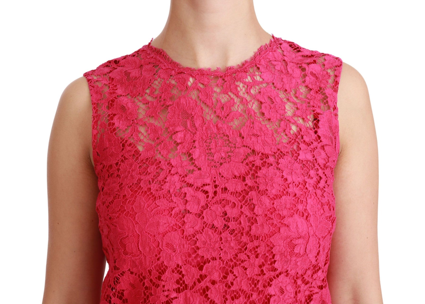 Dolce & Gabbana Pink Floral Lace Shift Gown Mini Dress | Regal Royce