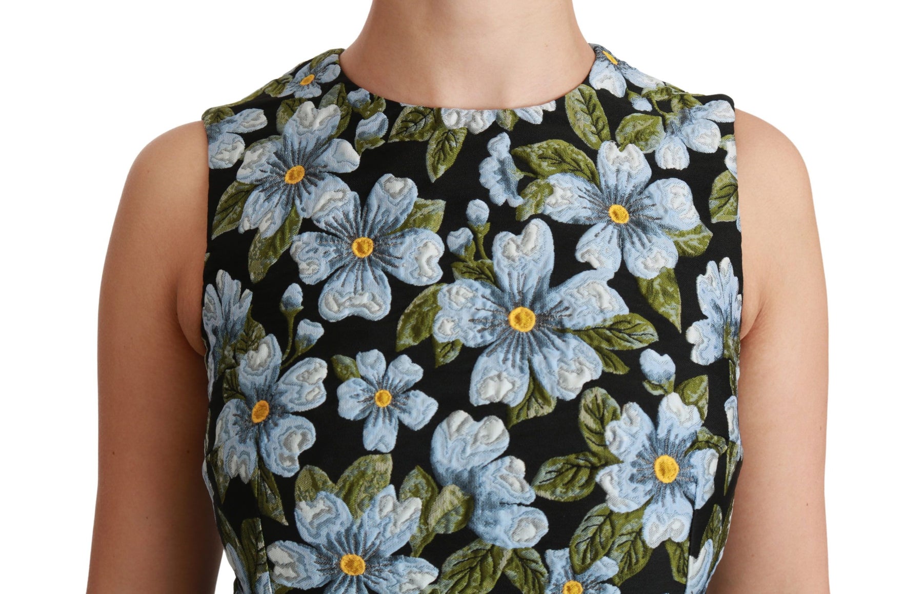 Dolce & Gabbana Blue Floral Brocade Gown Shift Dress | Regal Royce