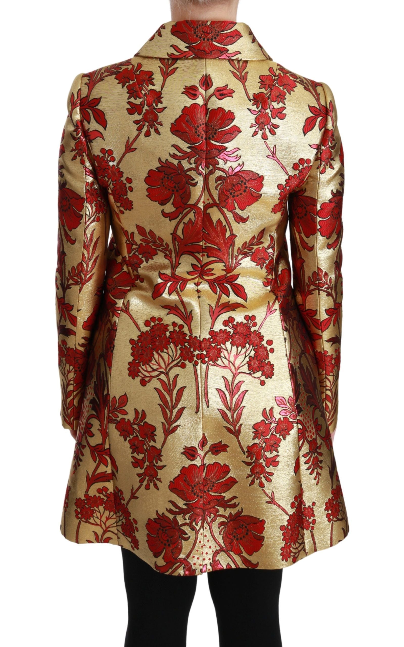 Dolce & Gabbana Red Gold Floral Brocade Cape Coat Jacket | Regal Royce