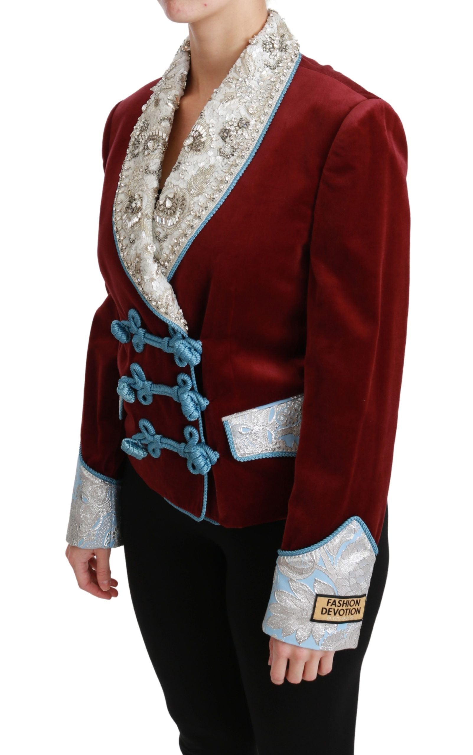Dolce & Gabbana Red Velvet Baroque Crystal Blazer Jacket | Regal Royce