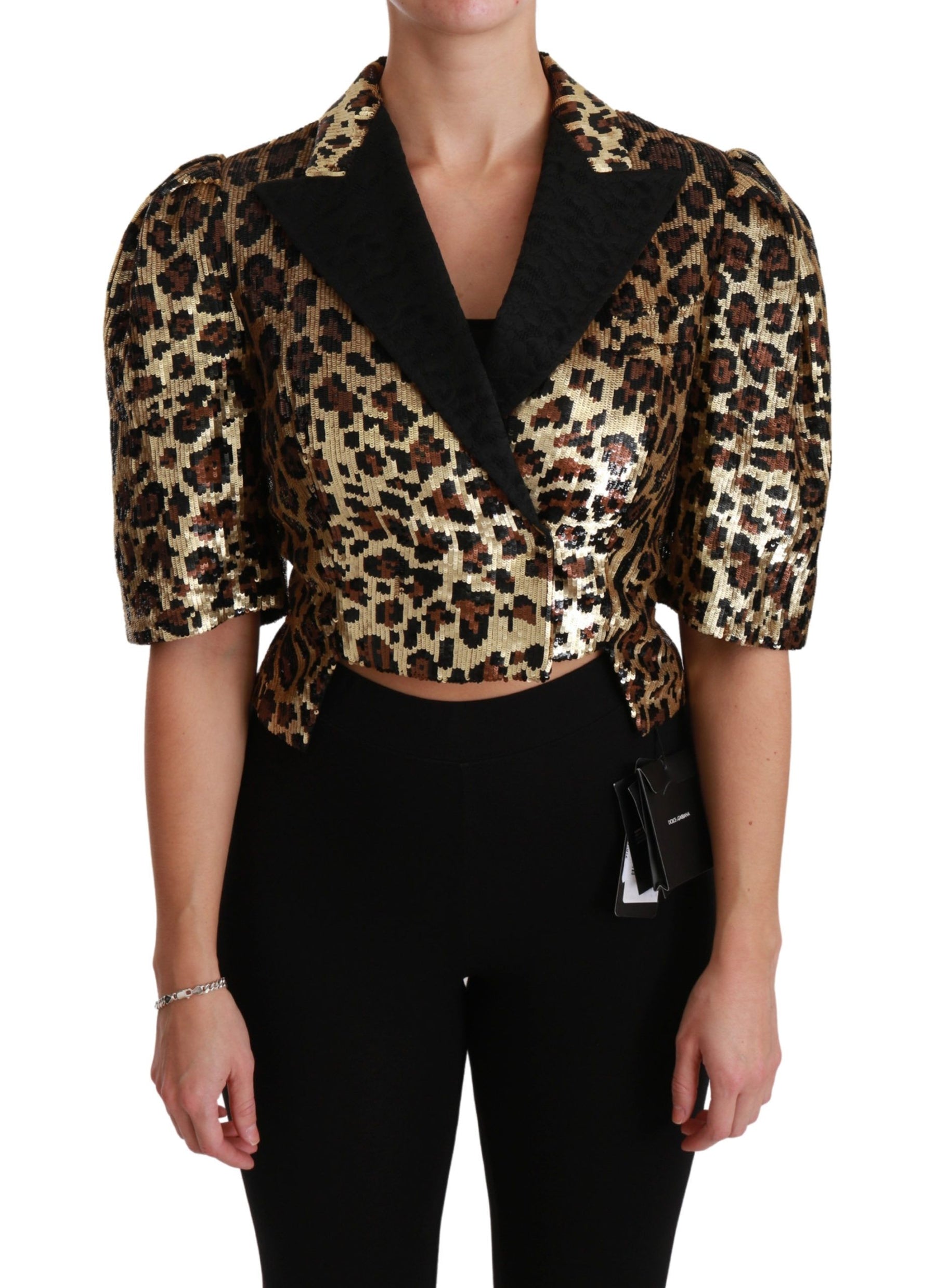 Dolce & Gabbana Blazer Gold Leopard Sequined Jacket | Regal Royce