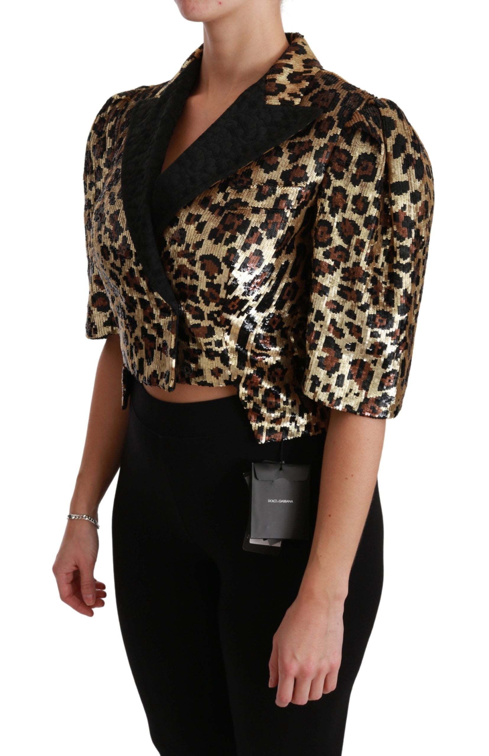 Dolce & Gabbana Blazer Gold Leopard Sequined Jacket | Regal Royce