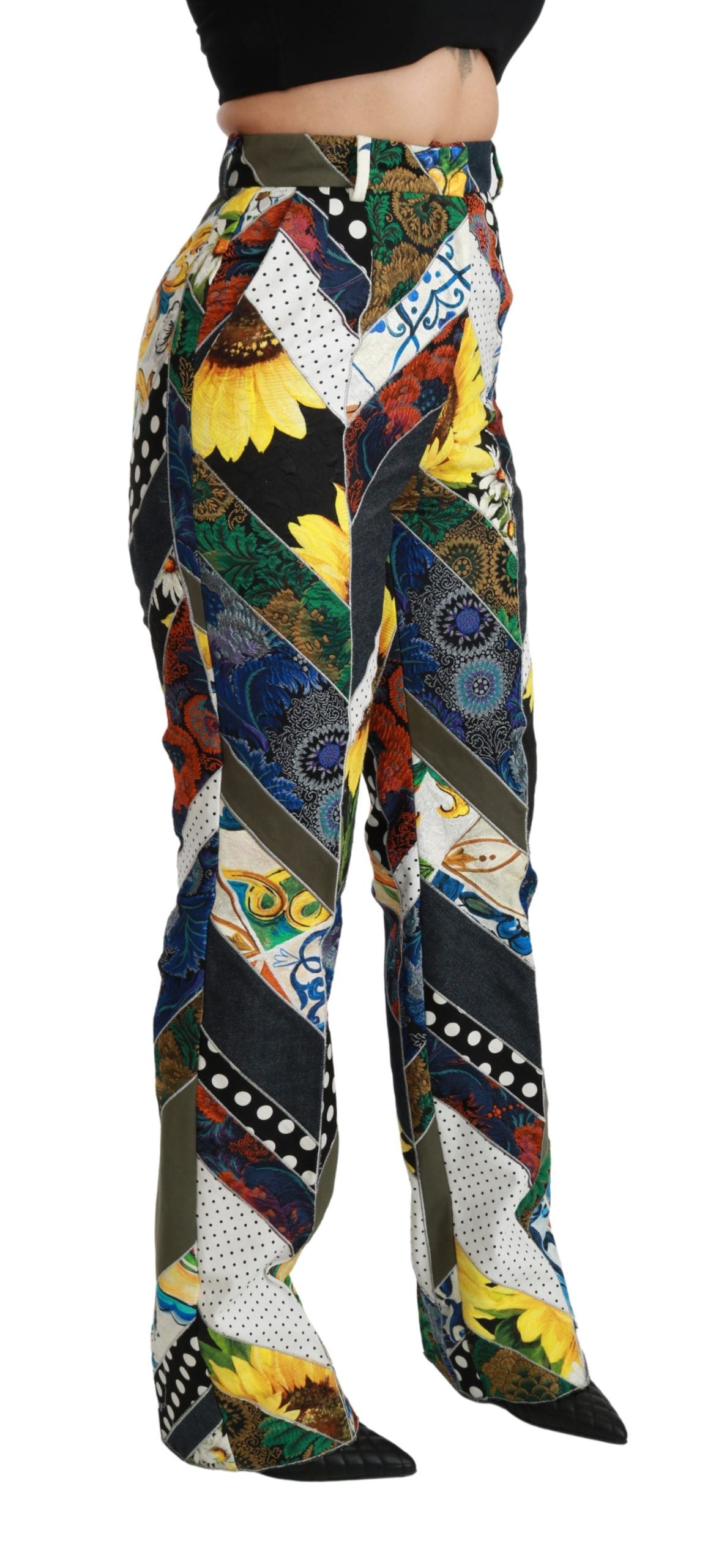Dolce & Gabbana Multicolor Print High Waist Straight Pants | Regal Royce
