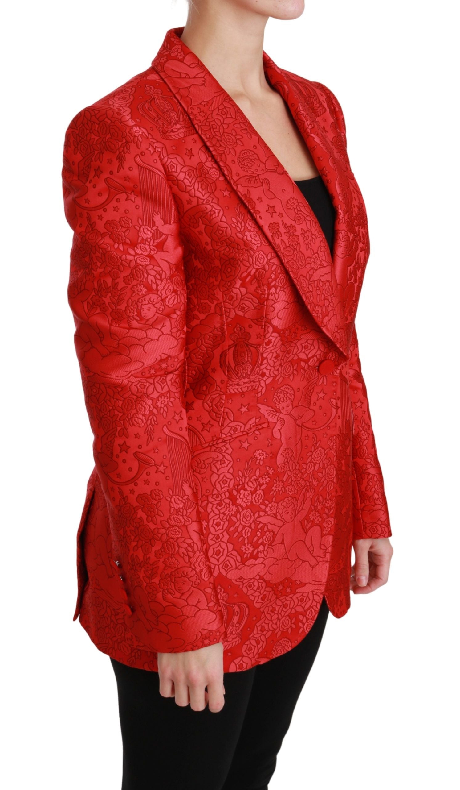 Dolce & Gabbana Red Floral Angel Blazer Coat Jacket | Regal Royce