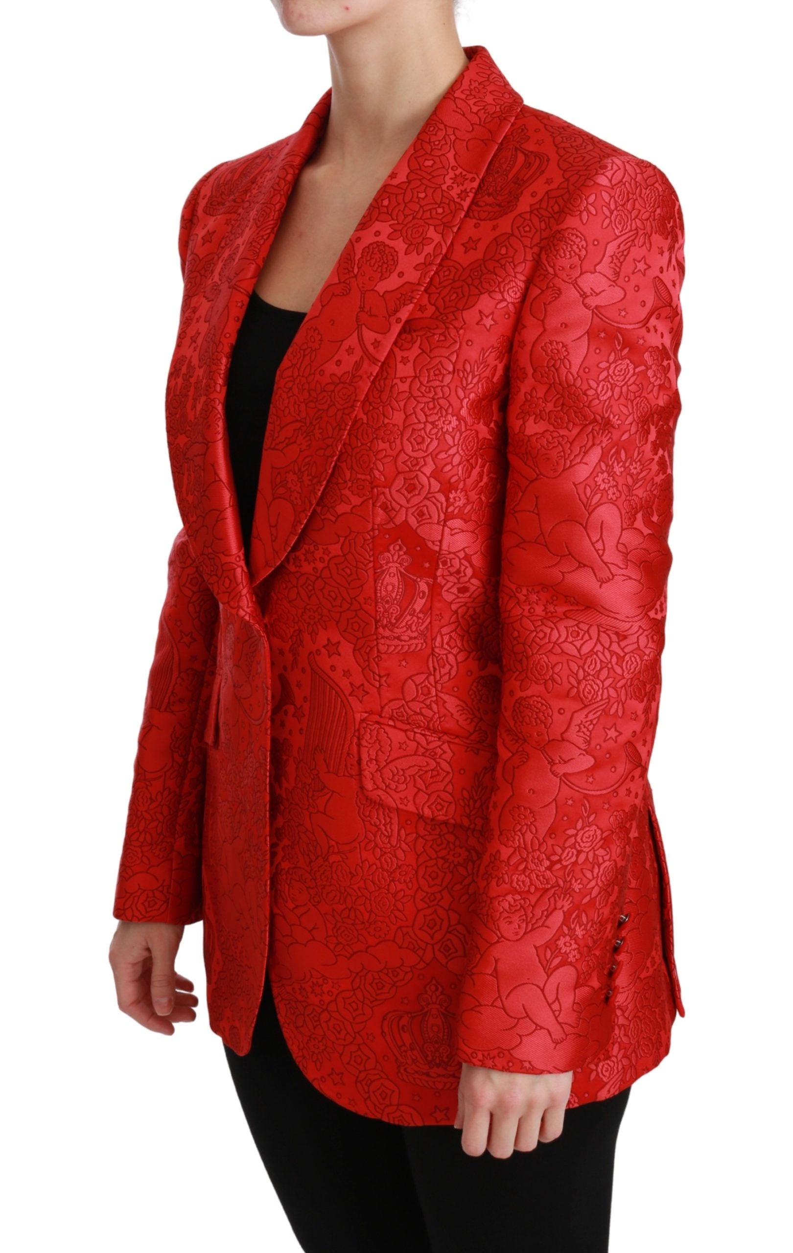 Dolce & Gabbana Red Floral Angel Blazer Coat Jacket | Regal Royce