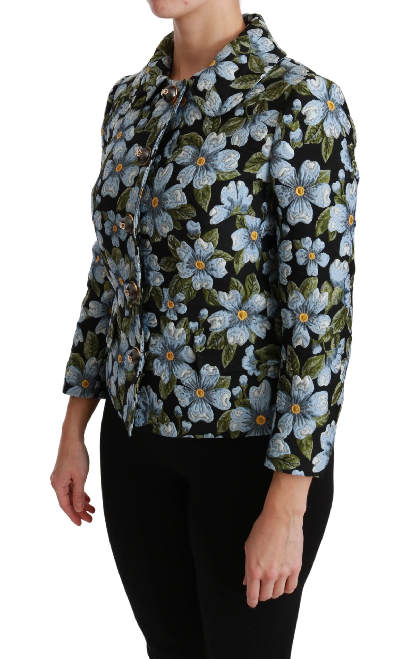 Dolce & Gabbana Multicolor Floral Blazer Coat Polyester Jacket | Regal Royce