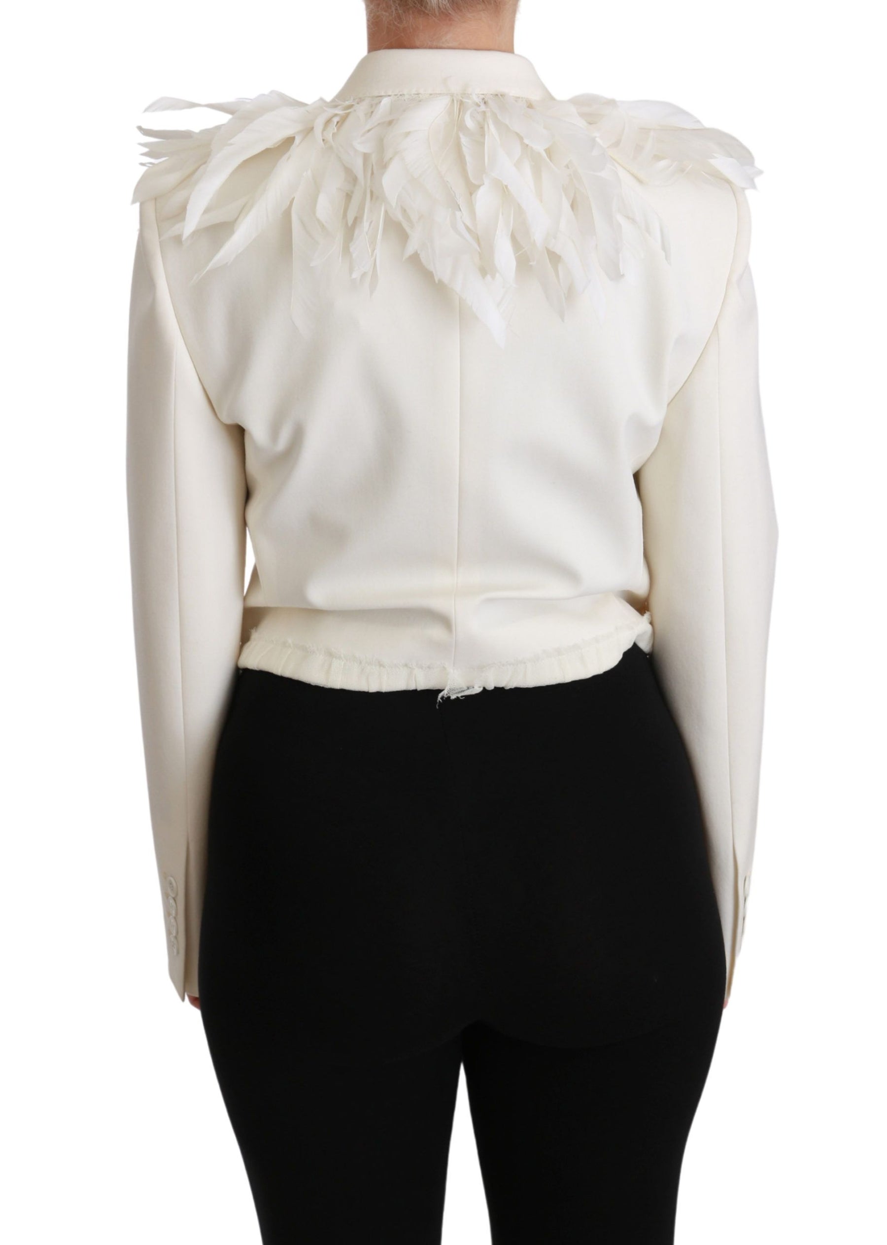 Dolce & Gabbana White Double Breasted Coat Wool Jacket | Regal Royce