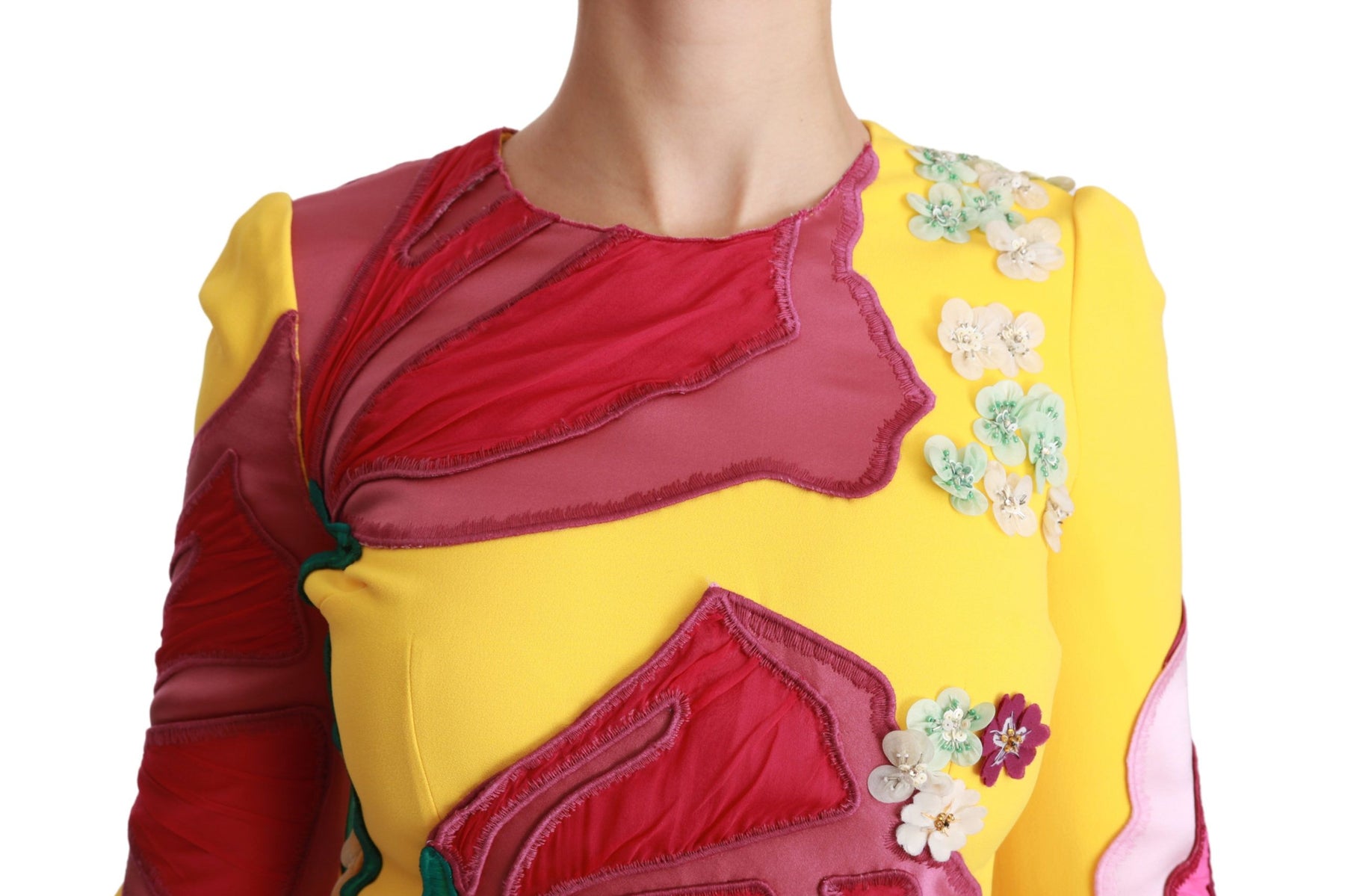 Dolce & Gabbana Yellow Floral Crystal Bodycon Sheath Dress | Regal Royce