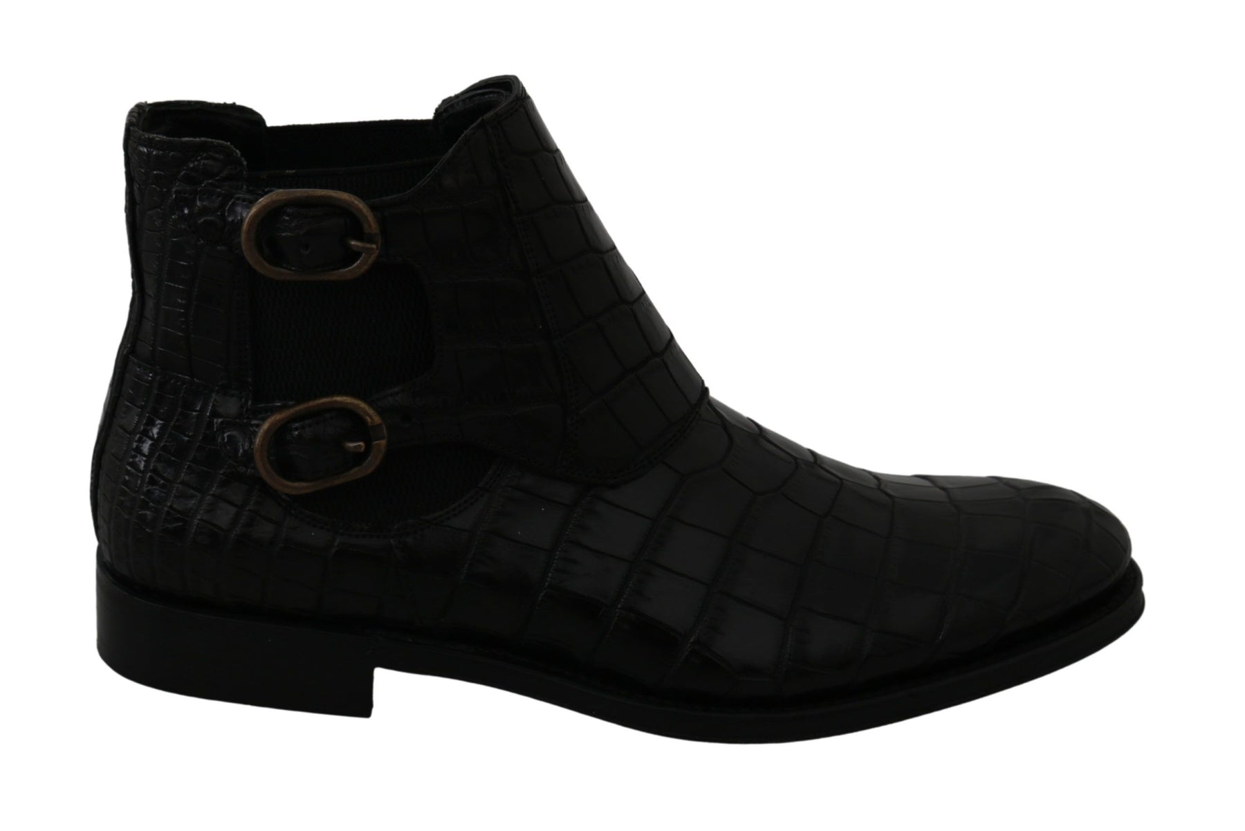Dolce & Gabbana Black Crocodile Leather Derby Boots Shoes | Regal Royce
