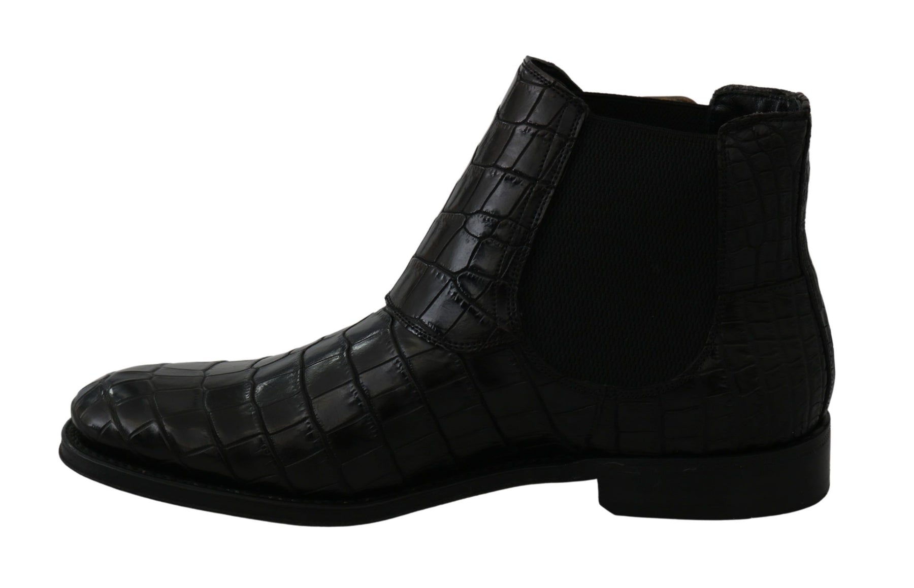 Dolce & Gabbana Black Crocodile Leather Derby Boots Shoes | Regal Royce