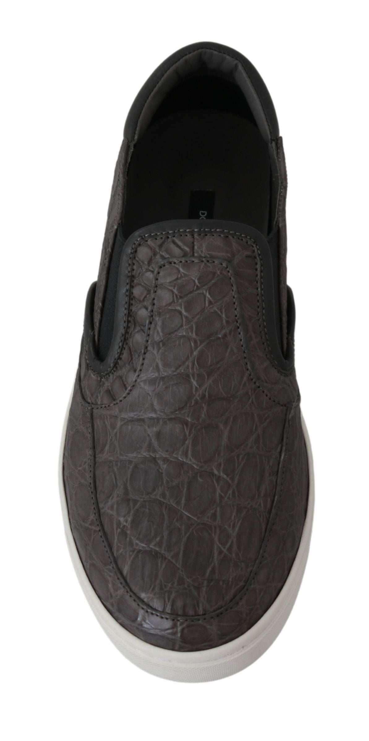 Dolce & Gabbana Gray Leather Flat Caiman Mens Loafers Shoes | Regal Royce