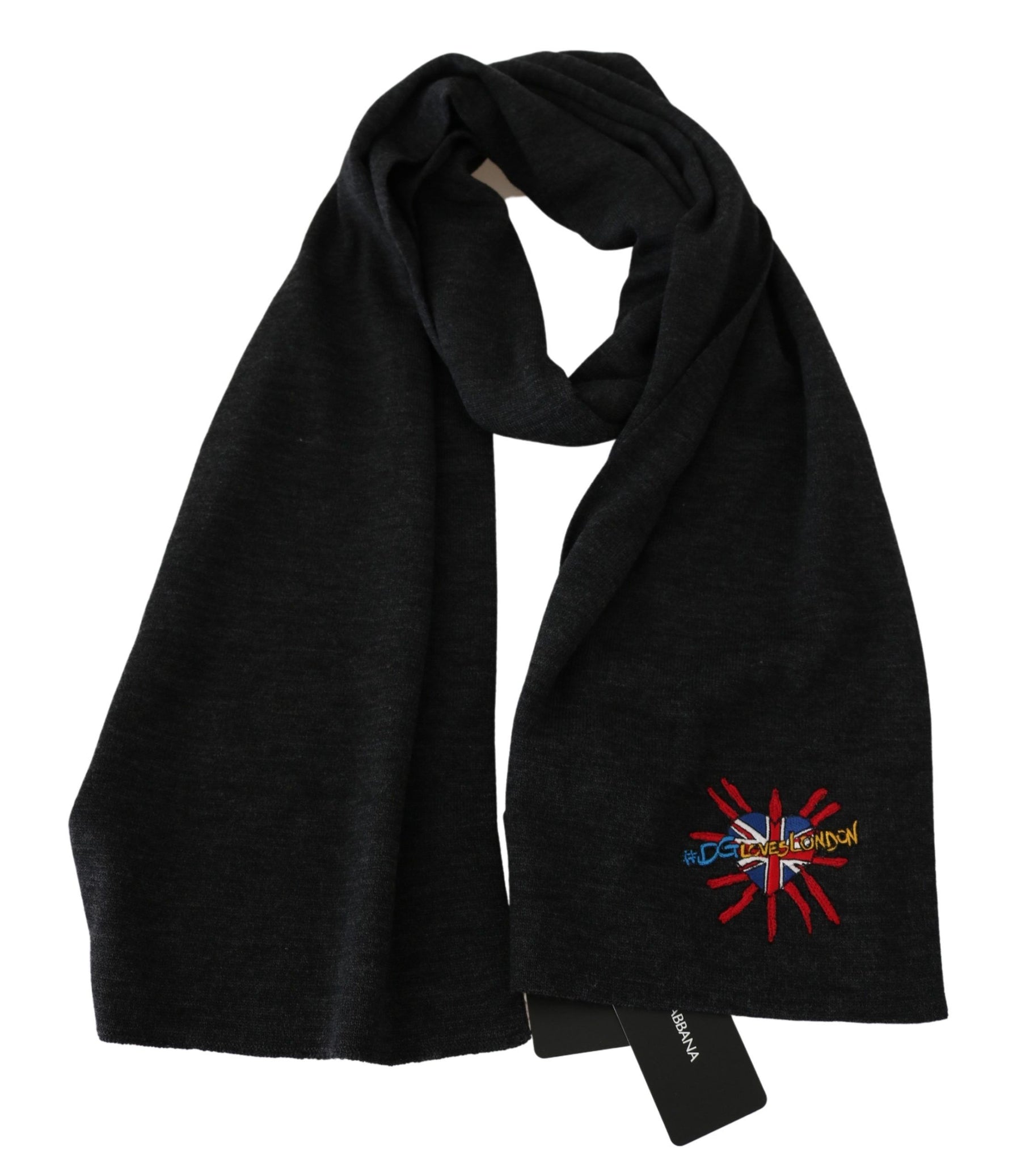 Dolce & Gabbana Gray #DGLovesLondon Wool Wrap Wool Scarf | Regal Royce
