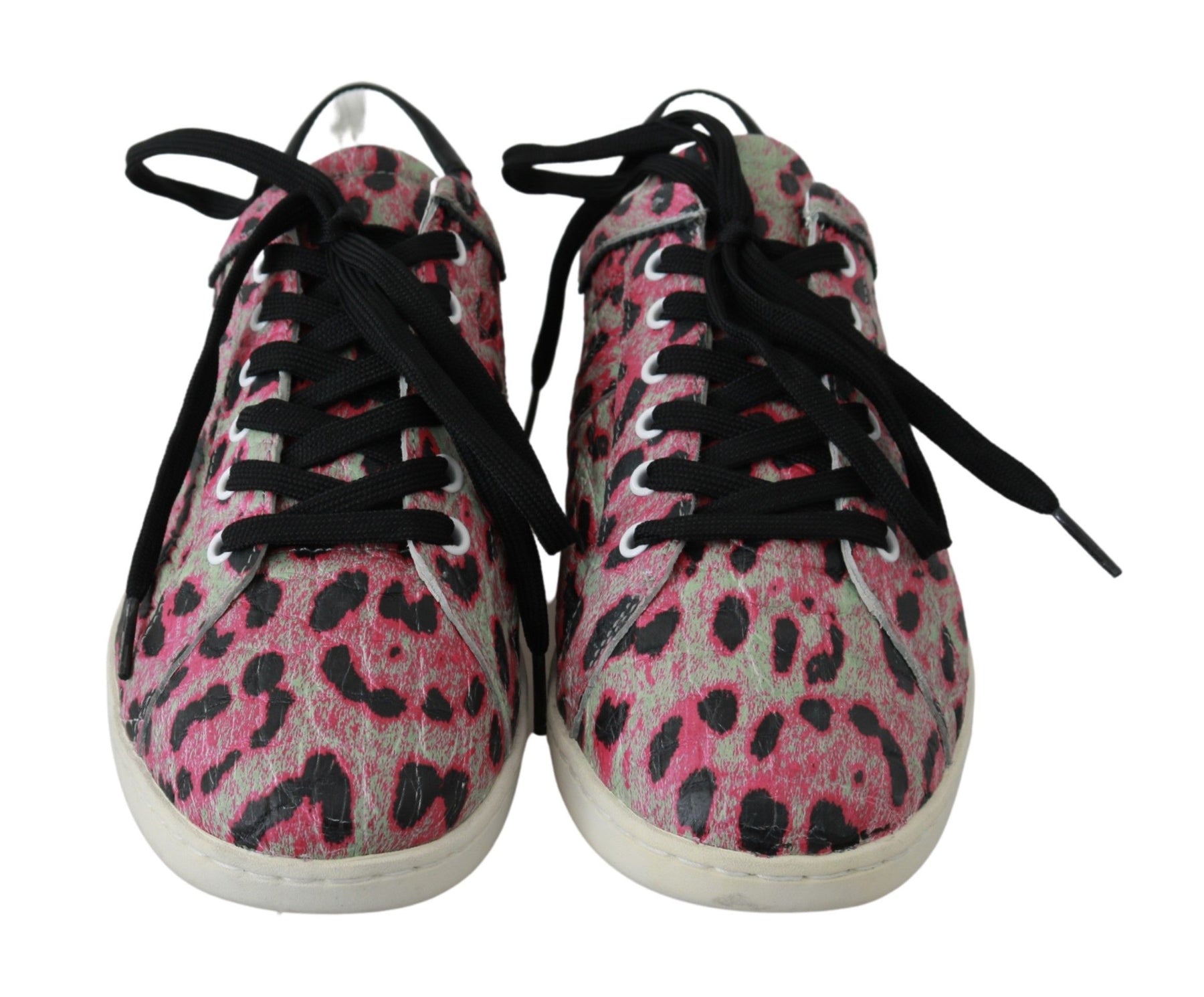 Dolce & Gabbana Pink Leopard Print Training Leather Flat Sneakers | Regal Royce