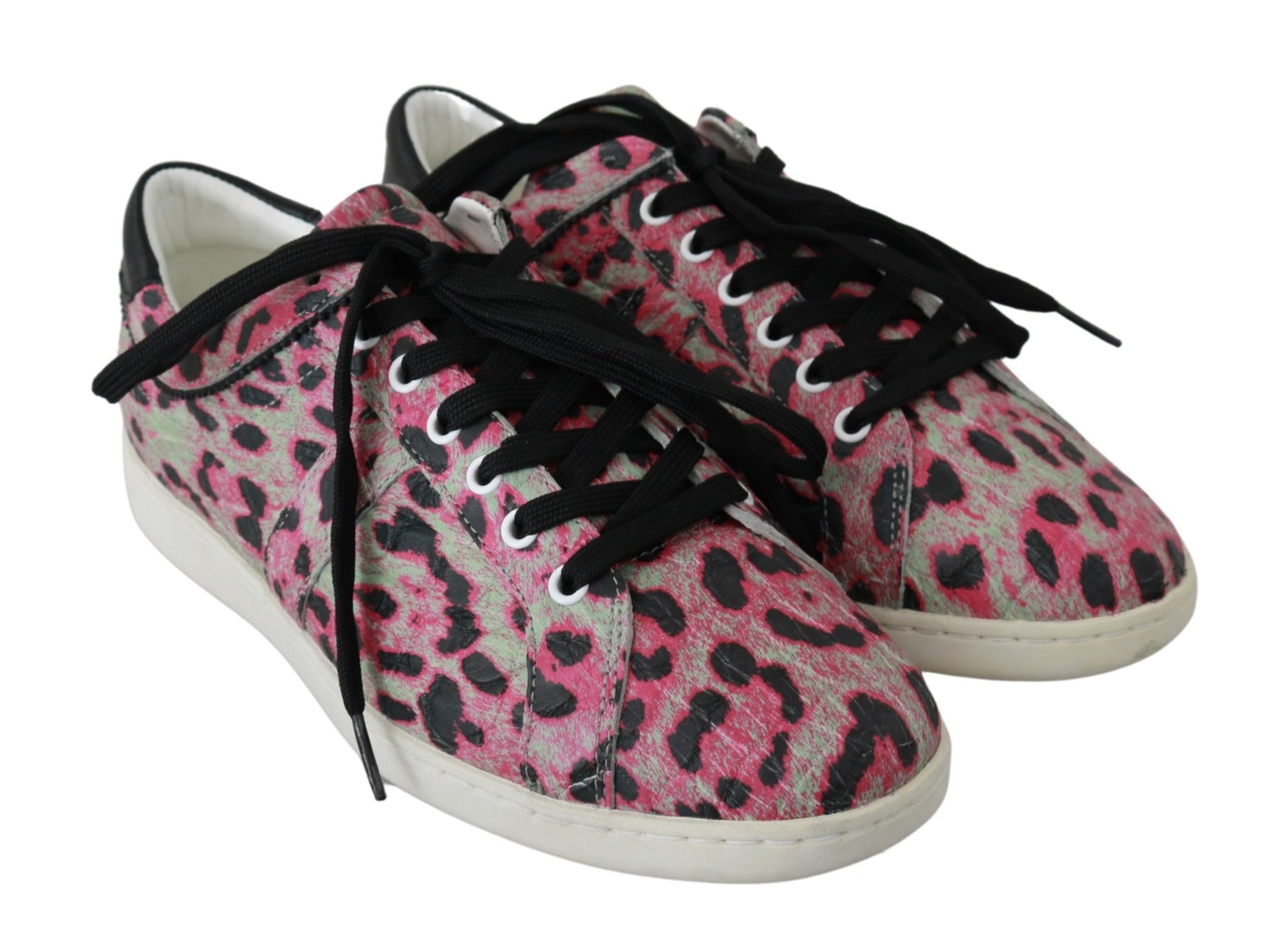 Dolce & Gabbana Pink Leopard Print Training Leather Flat Sneakers | Regal Royce