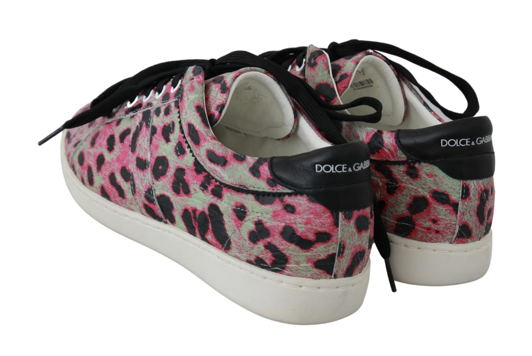 Dolce & Gabbana Pink Leopard Print Training Leather Flat Sneakers | Regal Royce