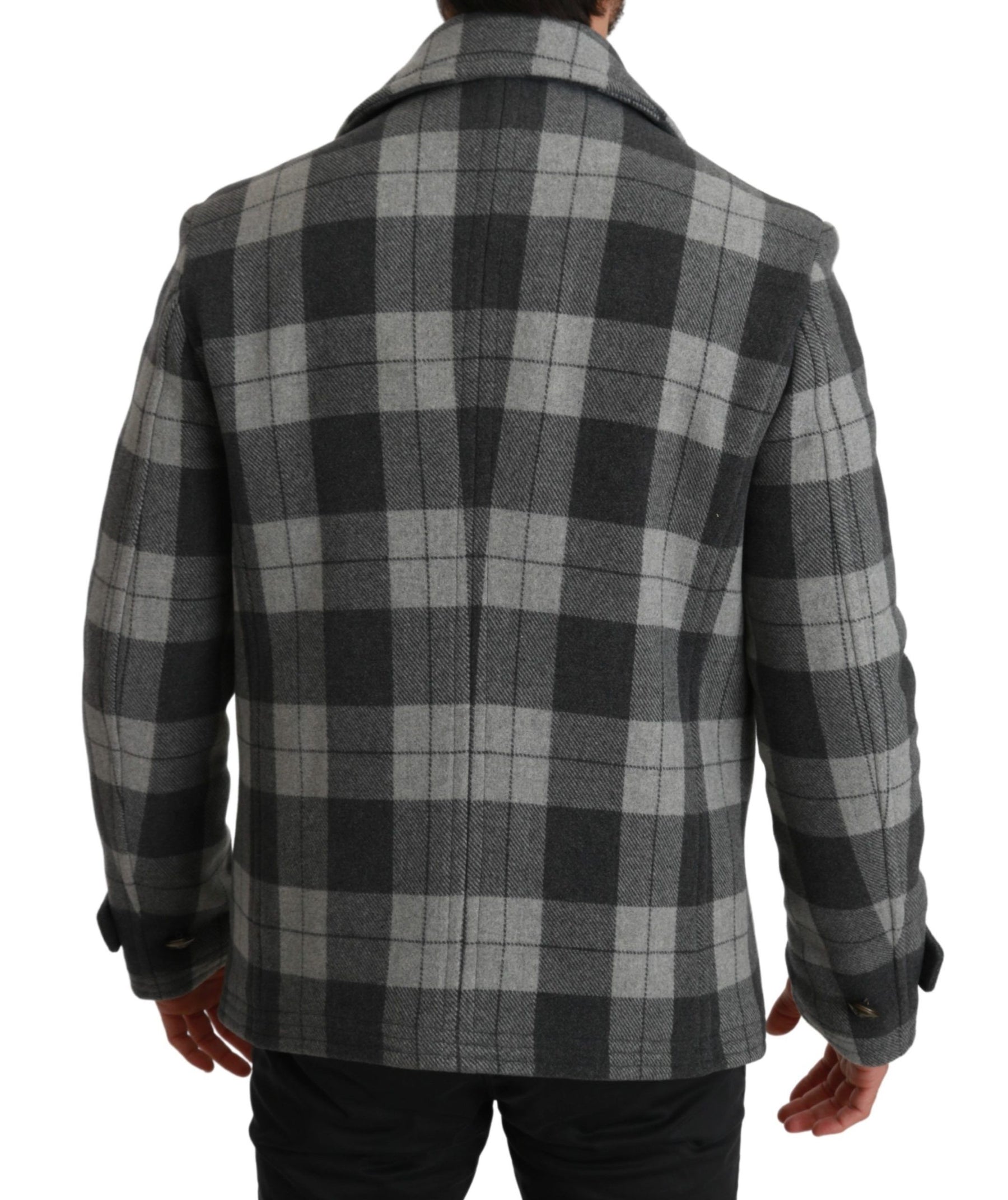 Dolce & Gabbana Gray Check Wool Cashmere Coat Jacket | Regal Royce