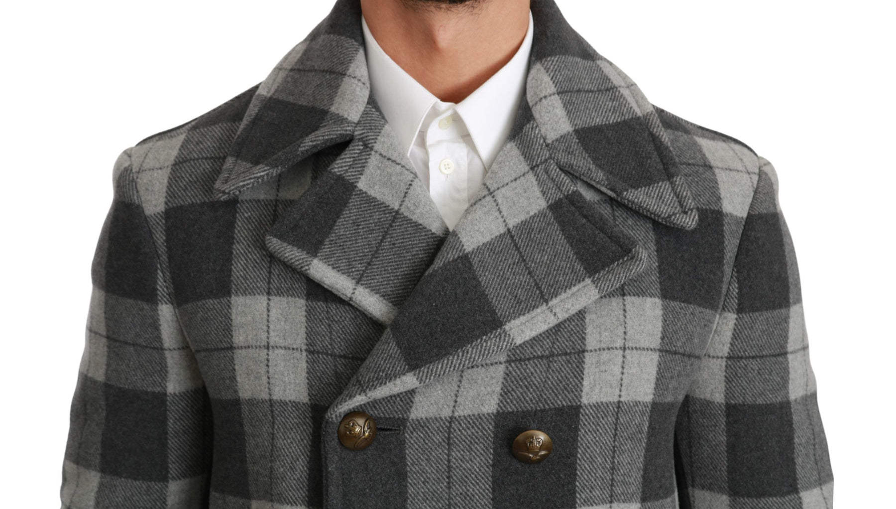 Dolce & Gabbana Gray Check Wool Cashmere Coat Jacket | Regal Royce