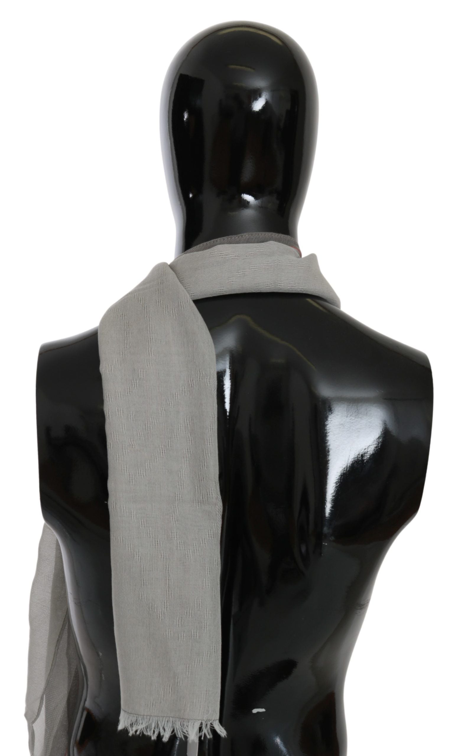 Costume National Gray Fringe Neck Wrap Cotton Scarf | Regal Royce