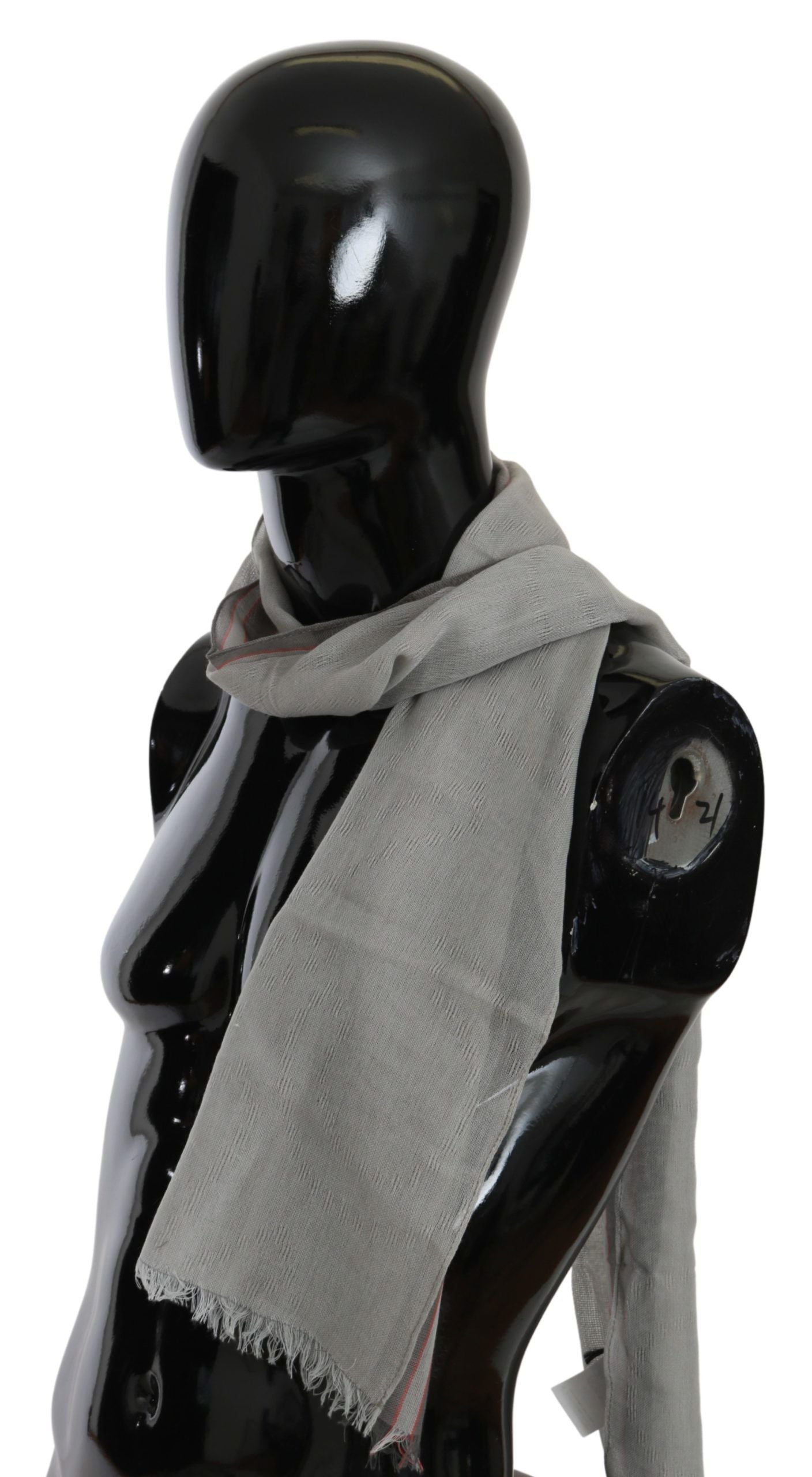 Costume National Gray Fringe Neck Wrap Cotton Scarf | Regal Royce