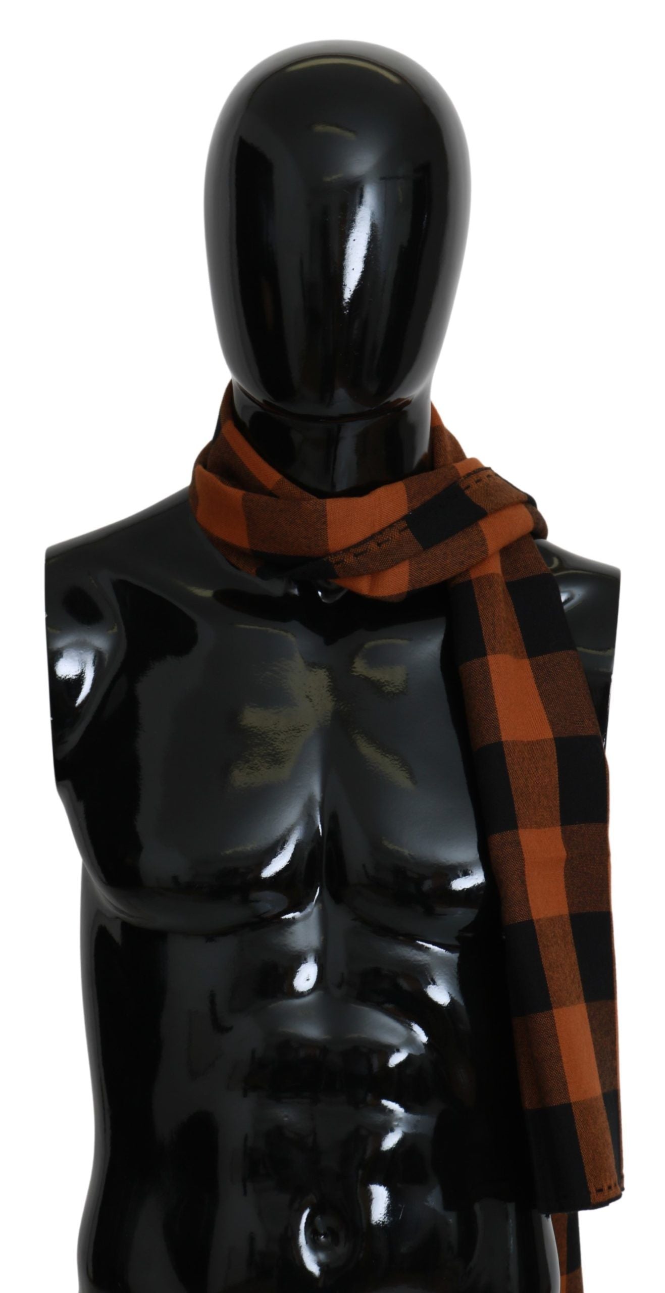 Costume National Orange Check Neck Wrap Shawl Scarf | Regal Royce