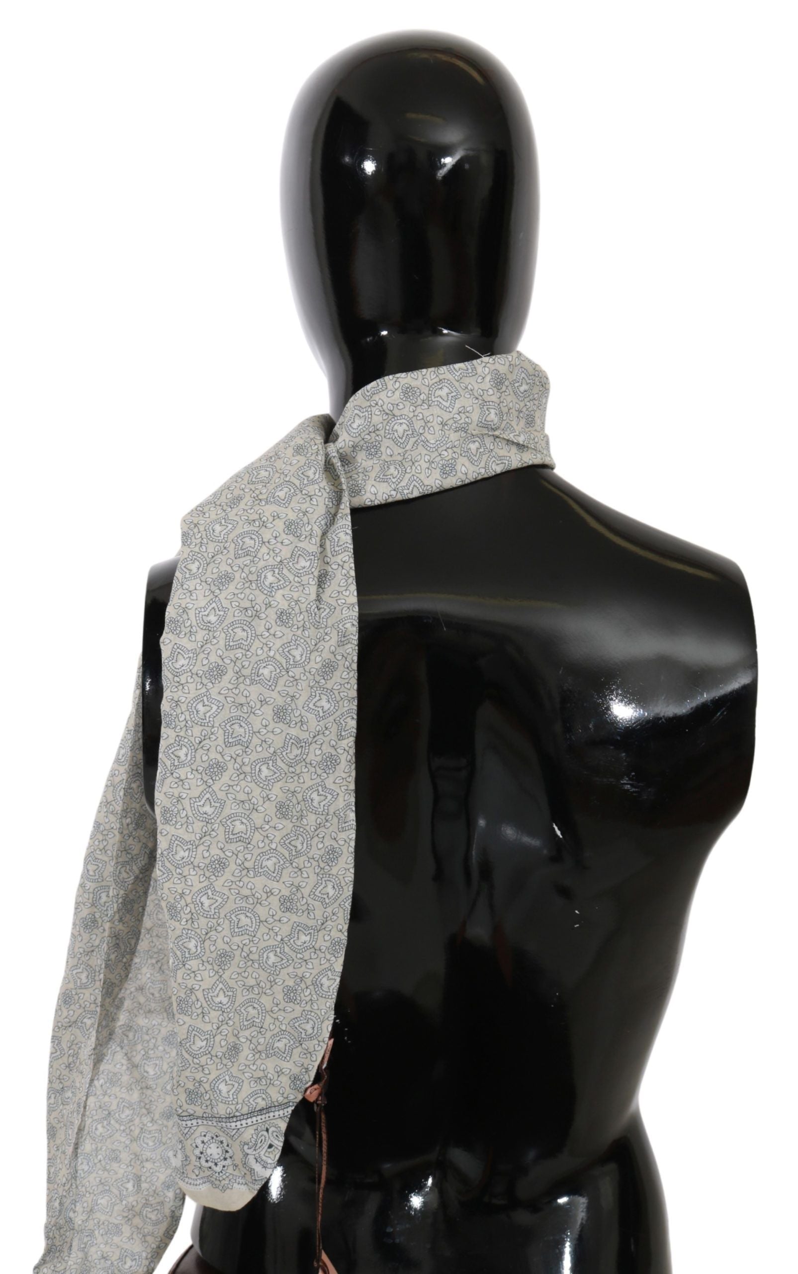 Ermanno Scervino Cotton Beige Blue Fantasy Print Scarf | Regal Royce