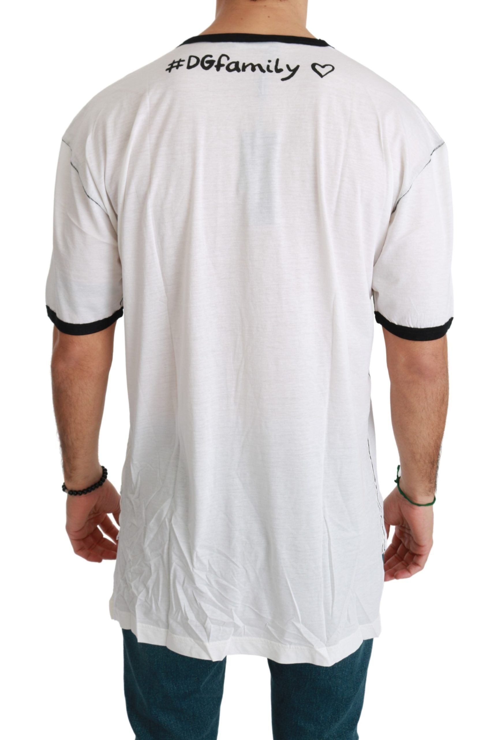 Dolce & Gabbana White Men Print #dgfamily Cotton T-shirt | Regal Royce