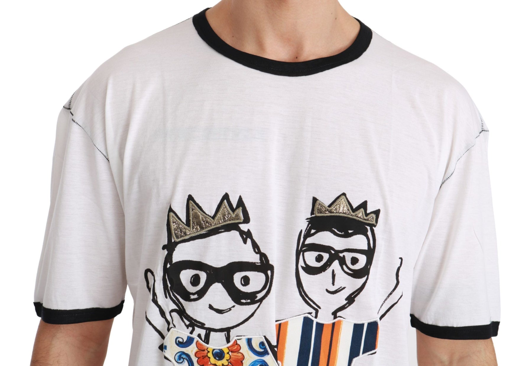 Dolce & Gabbana White Men Print #dgfamily Cotton T-shirt | Regal Royce
