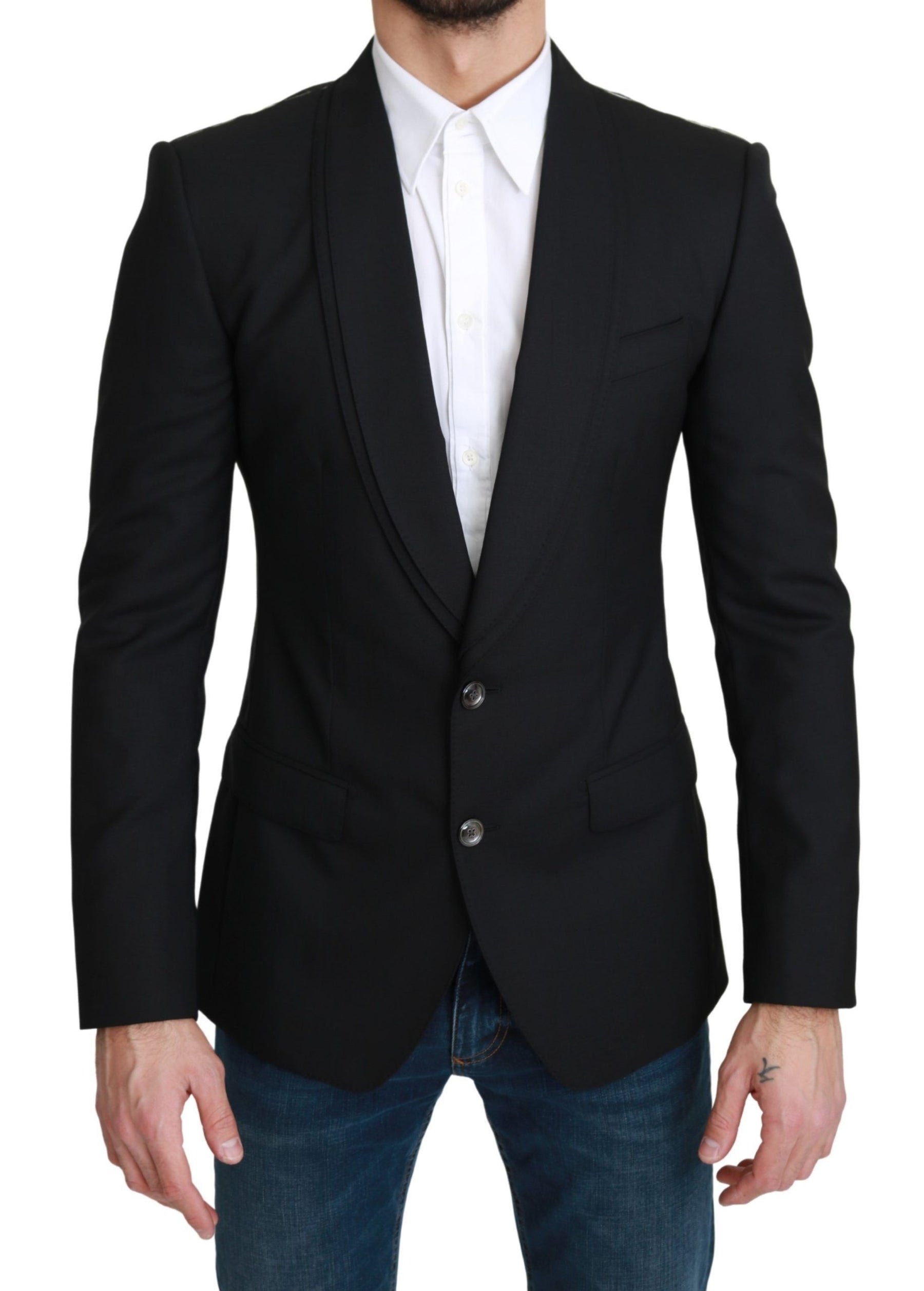 Dolce & Gabbana Black Single Breasted Formal Wool Blazer | Regal Royce