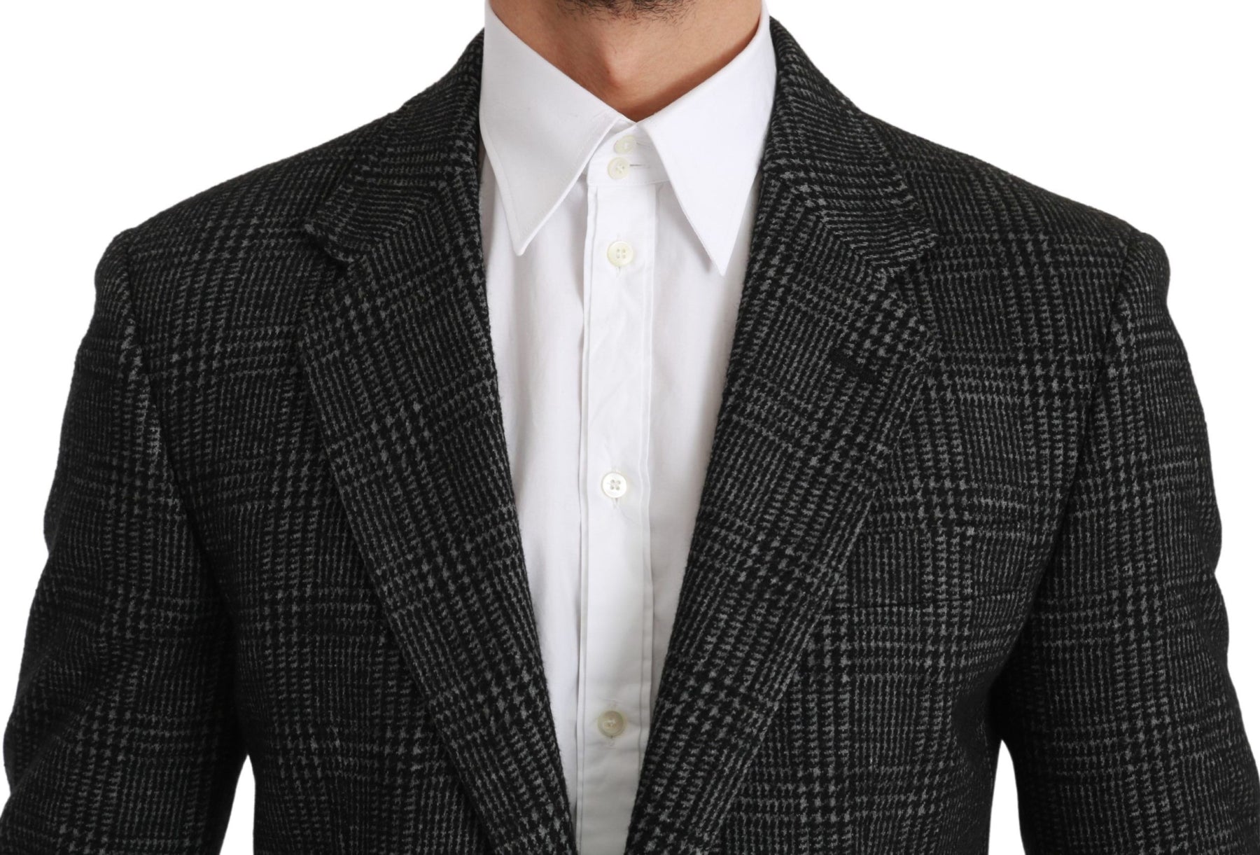 Dolce & Gabbana Gray Plaid Check Slim Fit Jacket Blazer | Regal Royce